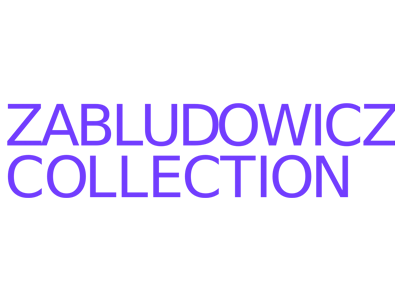 Text displaying 'ZABLUDOWICZ COLLECTION' in purple font on a white background.