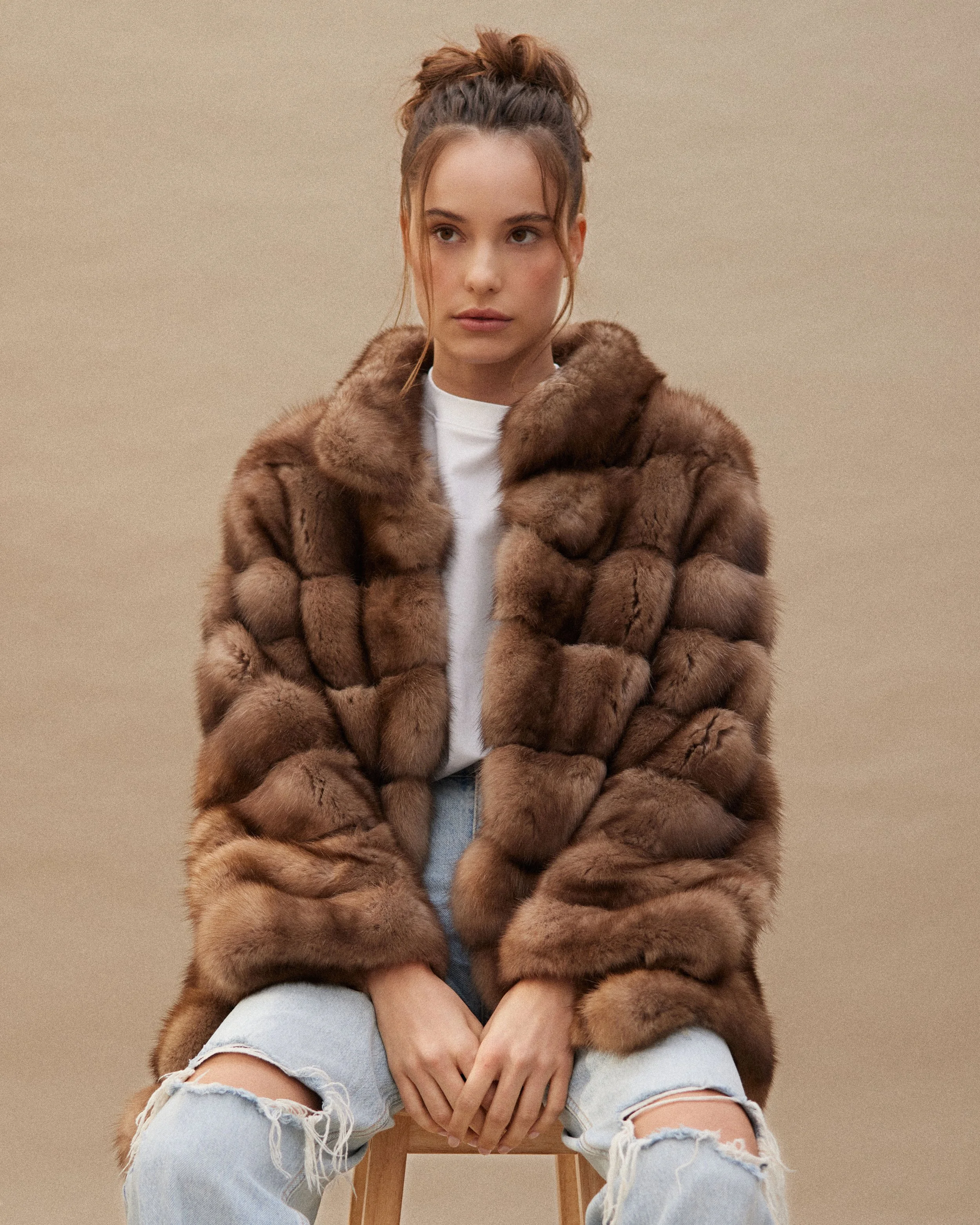 Light Tortora 3/4 Sable Jacket 