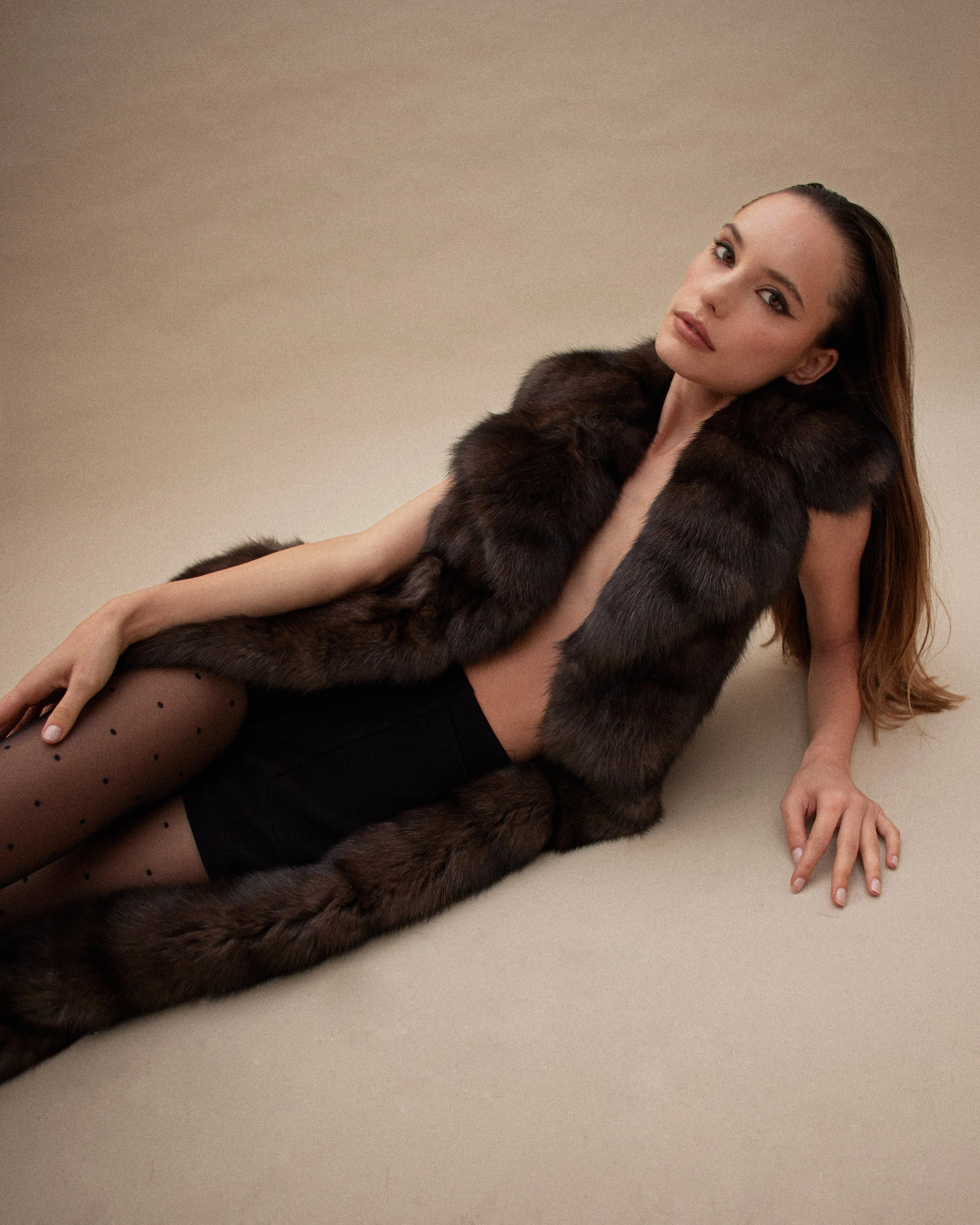 Sleeveless Bargouzine Long Sable Jacket 