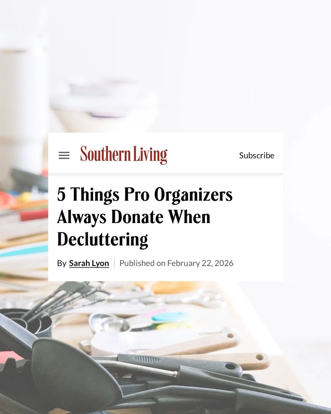 Honored to be featured in @southernlivingmag 🥹✨

Thank you to @sarahlyon9 for including Rah &amp; Co in &ldquo;5 Things Pro Organizers Always Donate When Decluttering.&rdquo;

We love helping give unused items a second life, read the whole article h