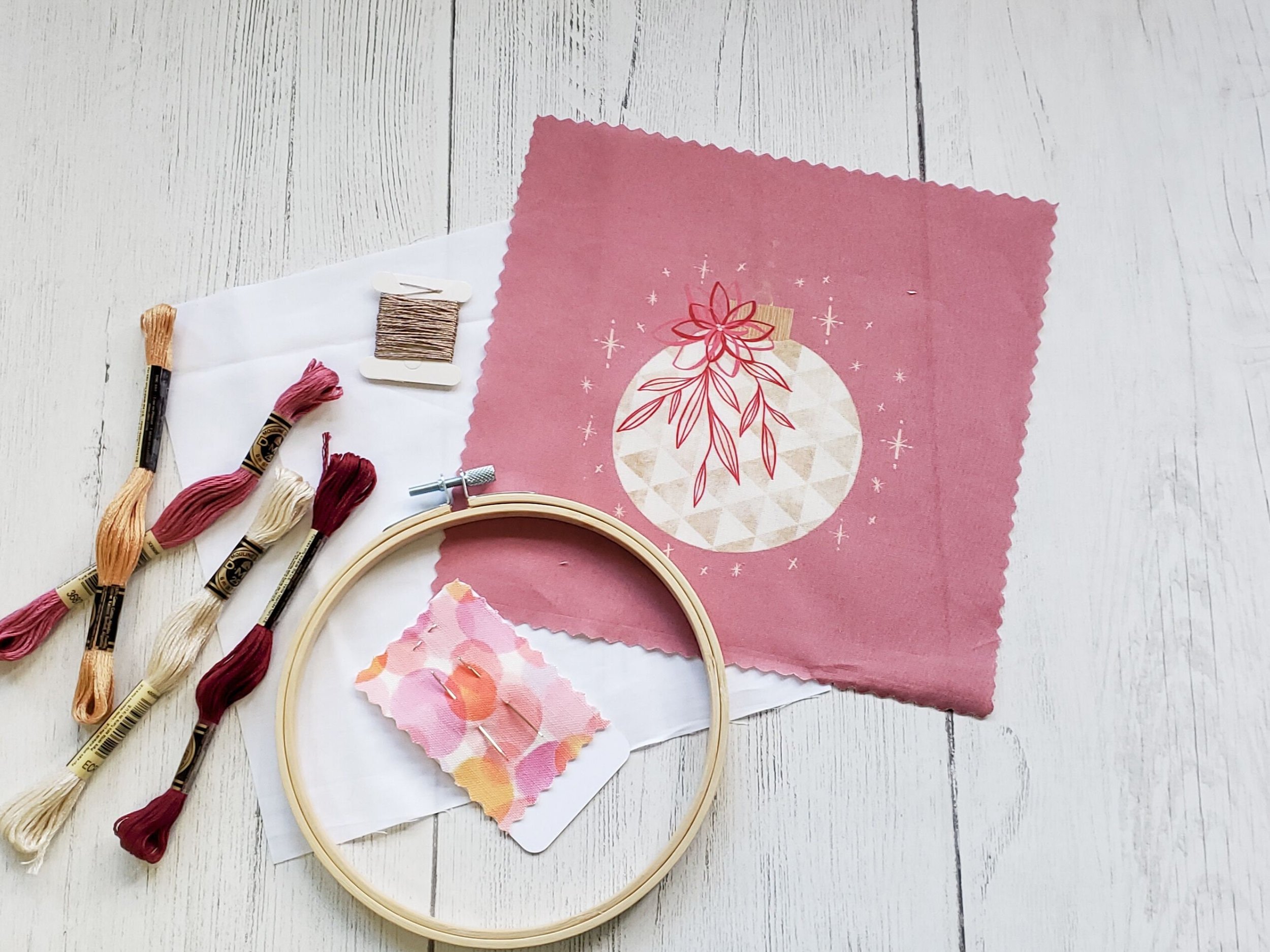 Pink Berry Bauble Holiday Embroidery Kit — Garden Girl Studio