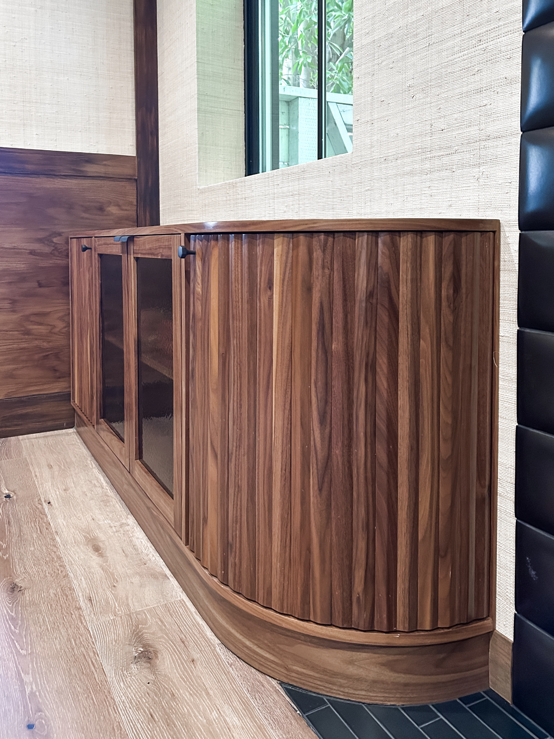 Slatted Walnut Credenza