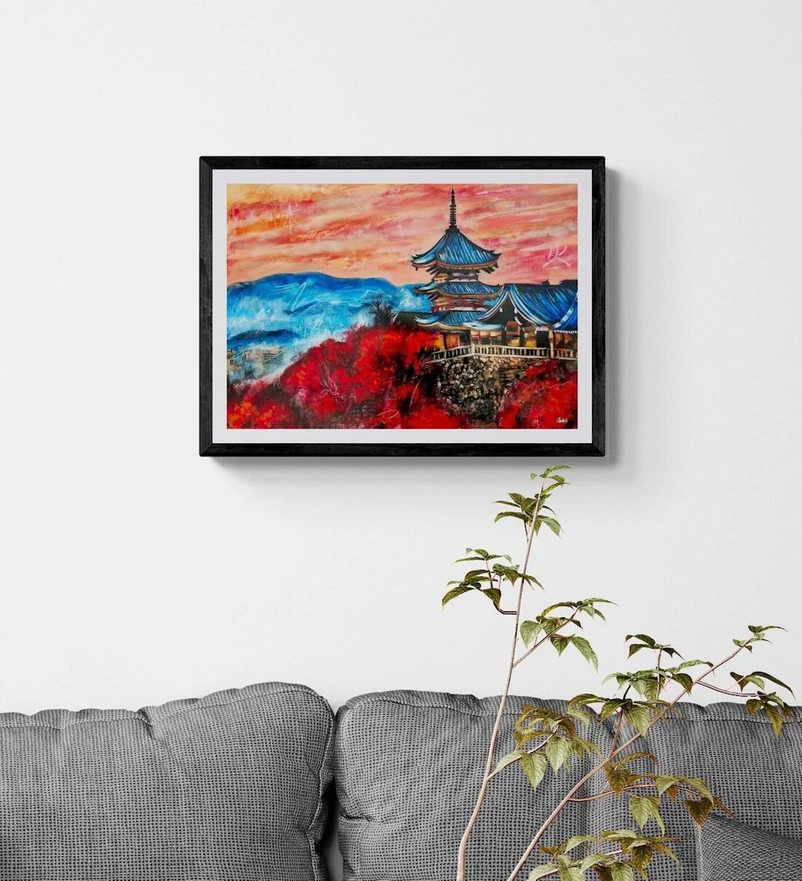 "Sunset's Embrace in Kyoto" - Art Print