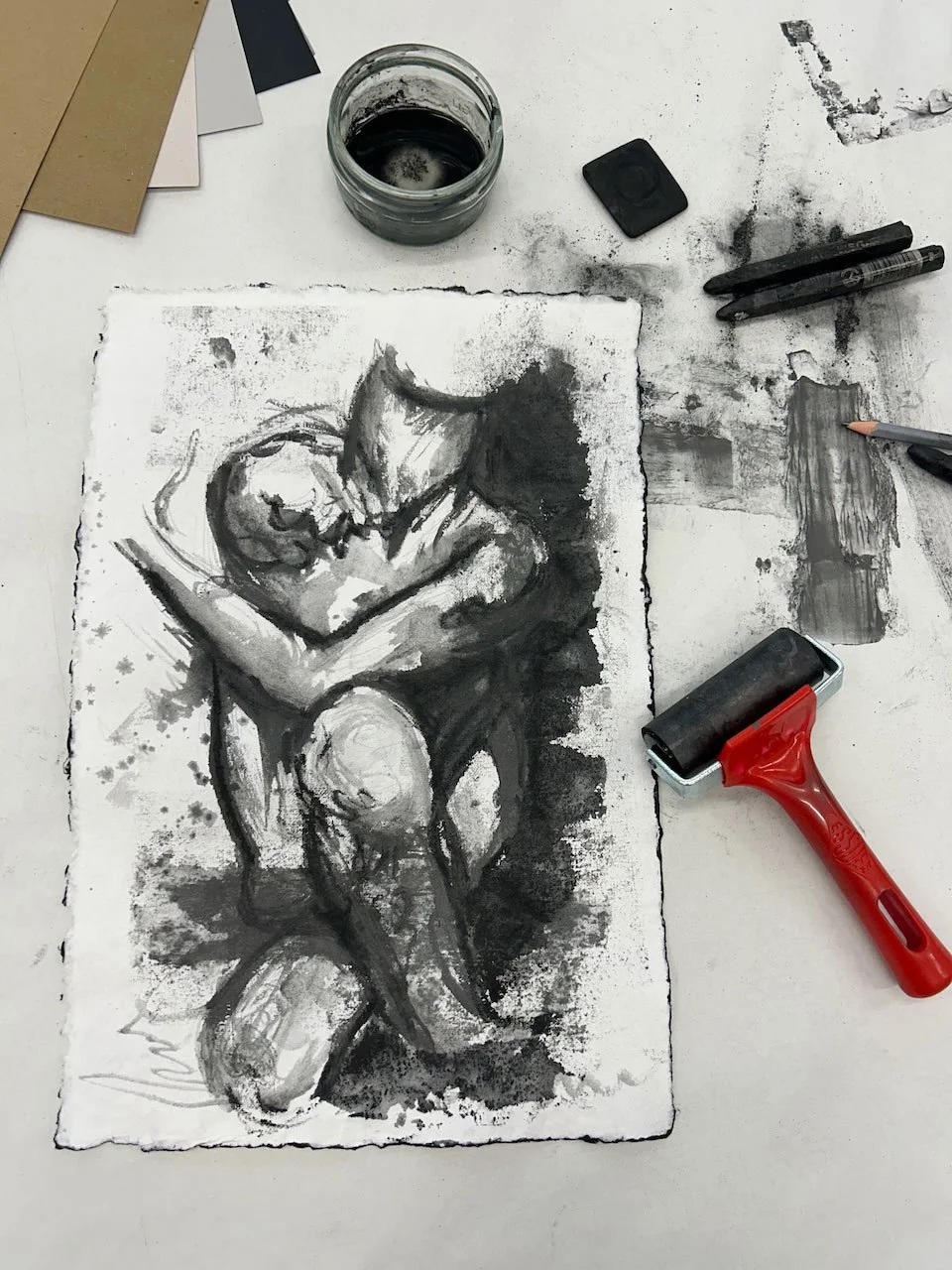 "Hold Me" graphite sketch on cotton rag