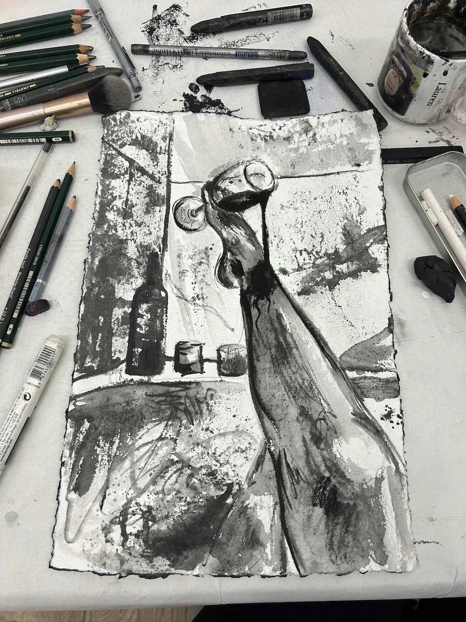 "Solitude" graphite sketch on cotton rag