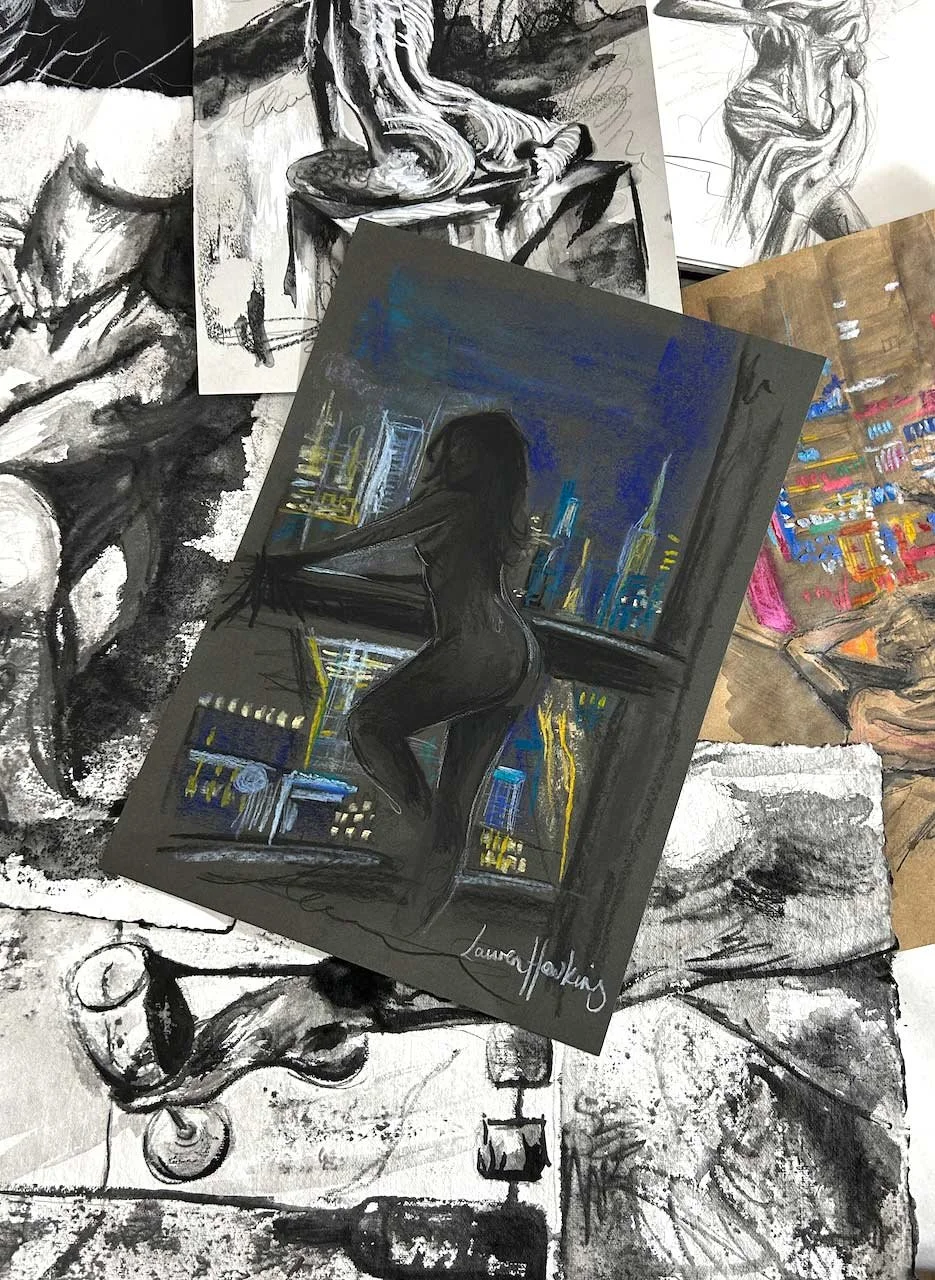 "After Hours" 30 minute pastel sketch on paper