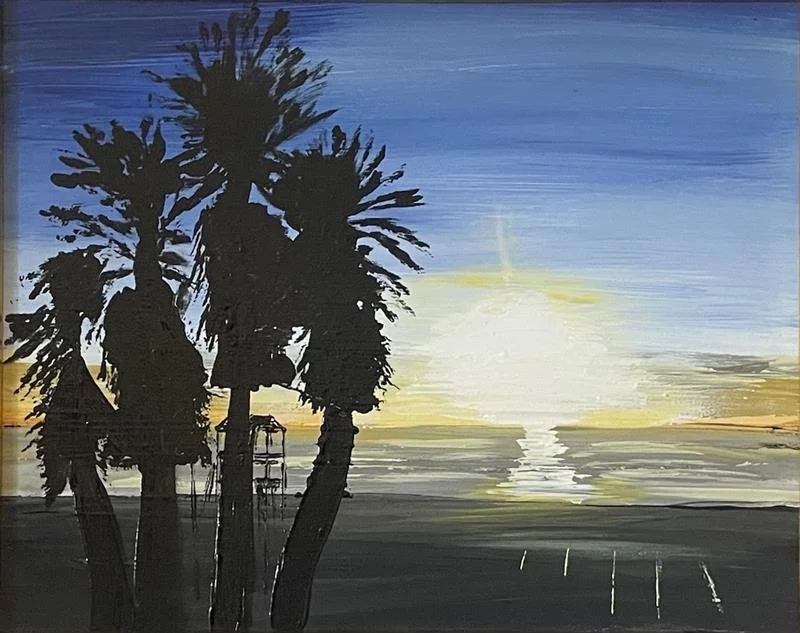 Mediterranean Sunset, Varcaturo, Southern Italy. Acrylic, canvas. 40x50cm. Commission.