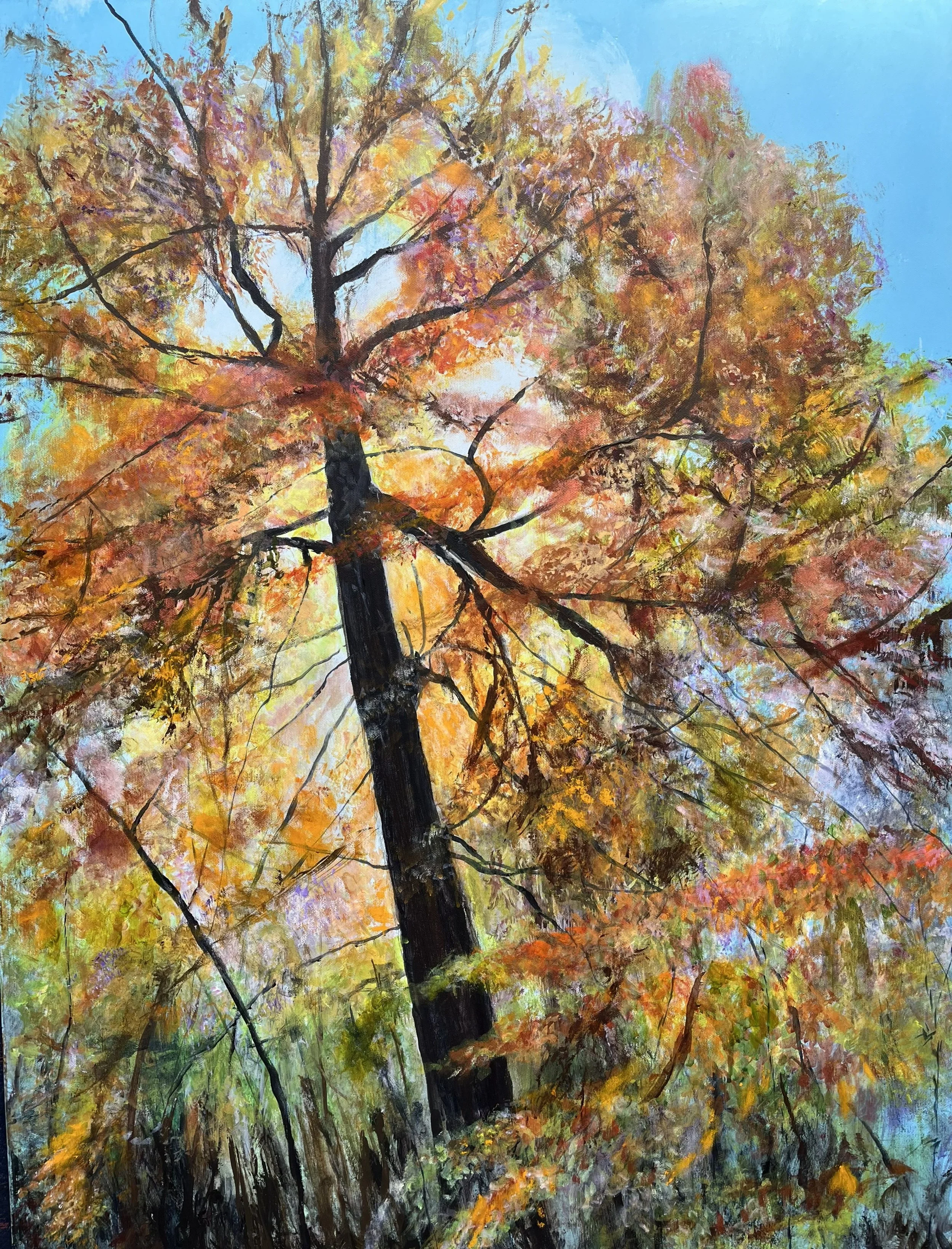 'Autumn' Acrylic paint and Oil Sticks, 100x8- cms