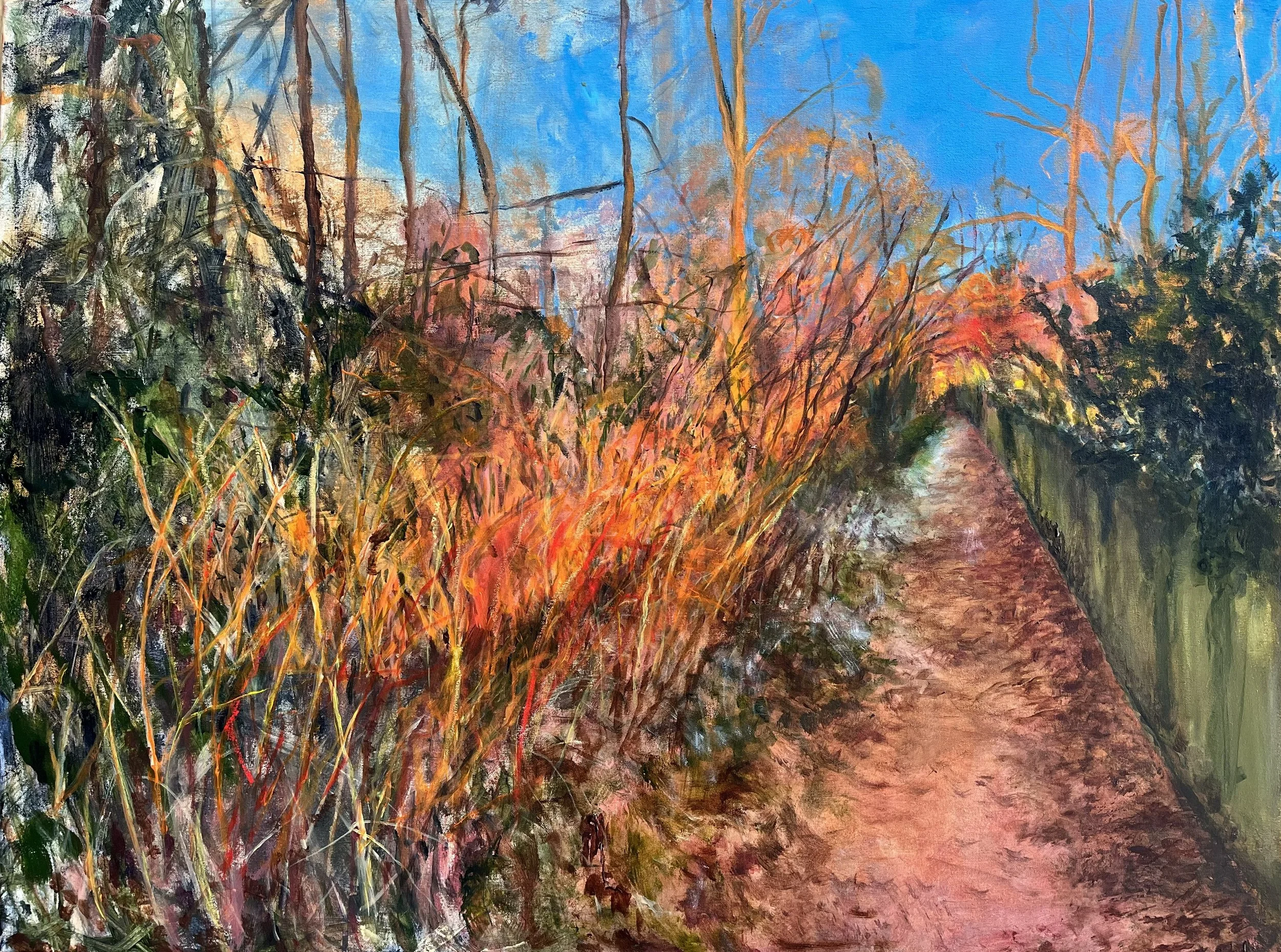 The Fence Acylic paint and Oil Sticks on Canvas 100cms w x 80 cms H