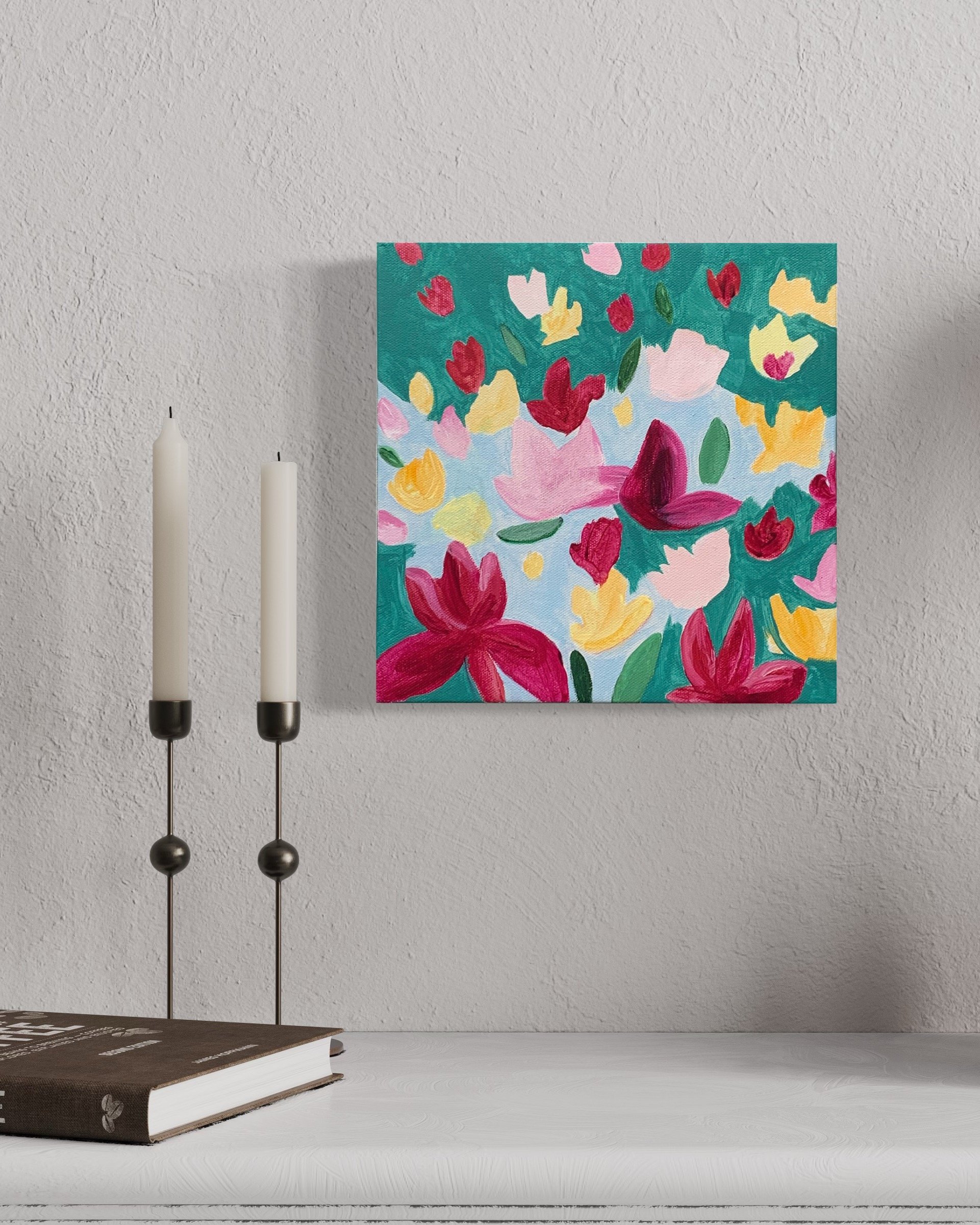 Colorful abstract florals painting