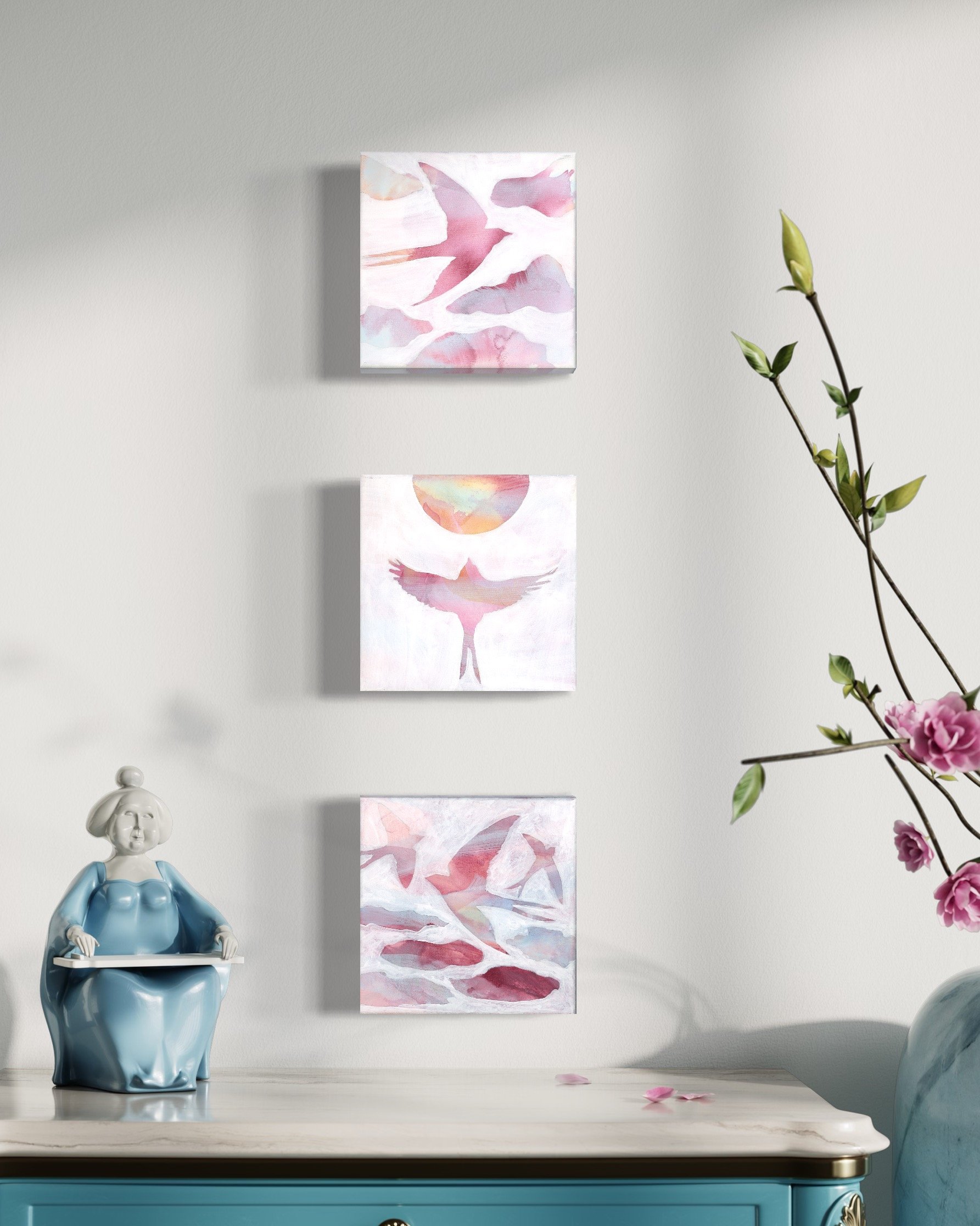 Abstract bird paintings