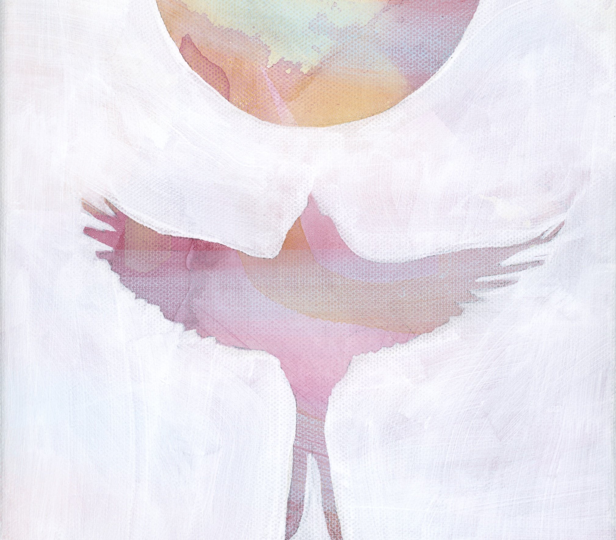 Minimalist abstract bird with sun painting