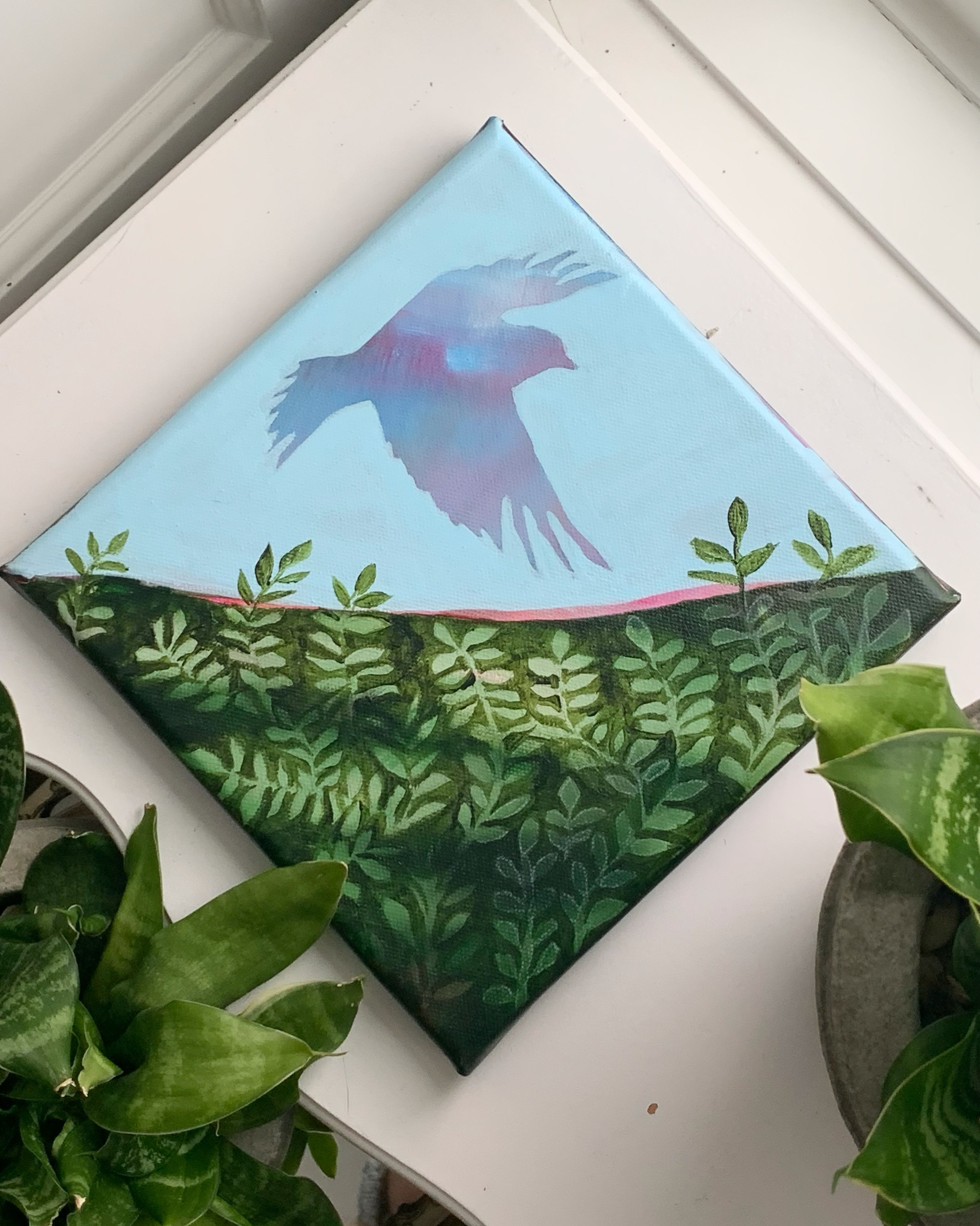 8 X 8 abstract bird Painting