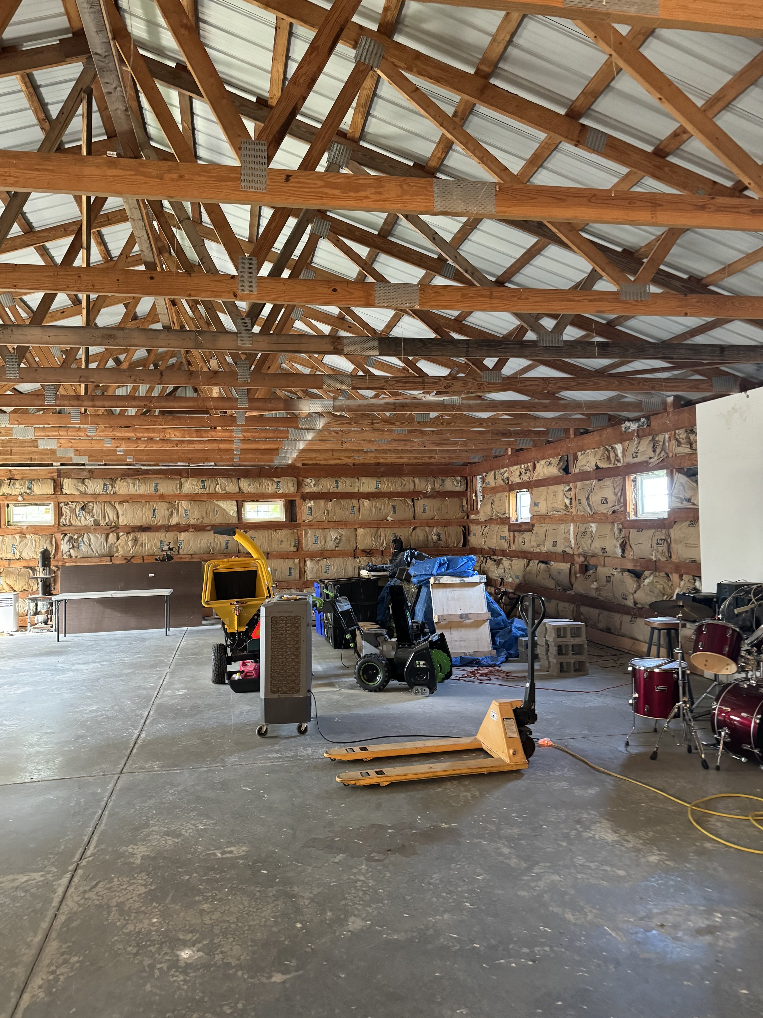 Once we removed drywall in the one half of the barn, this insulation was mostly ruined underneath