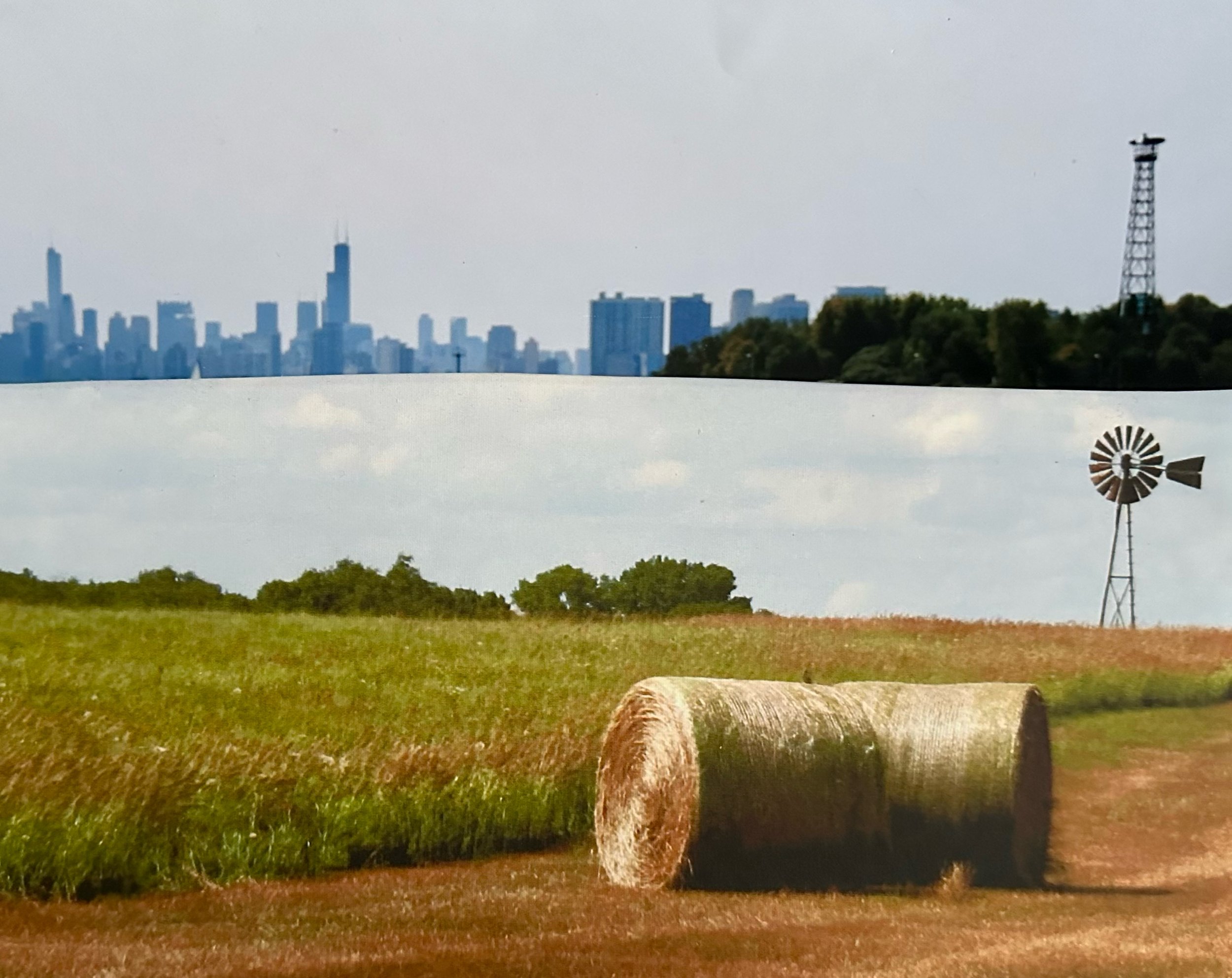 Kansas field with Chicago on horizon