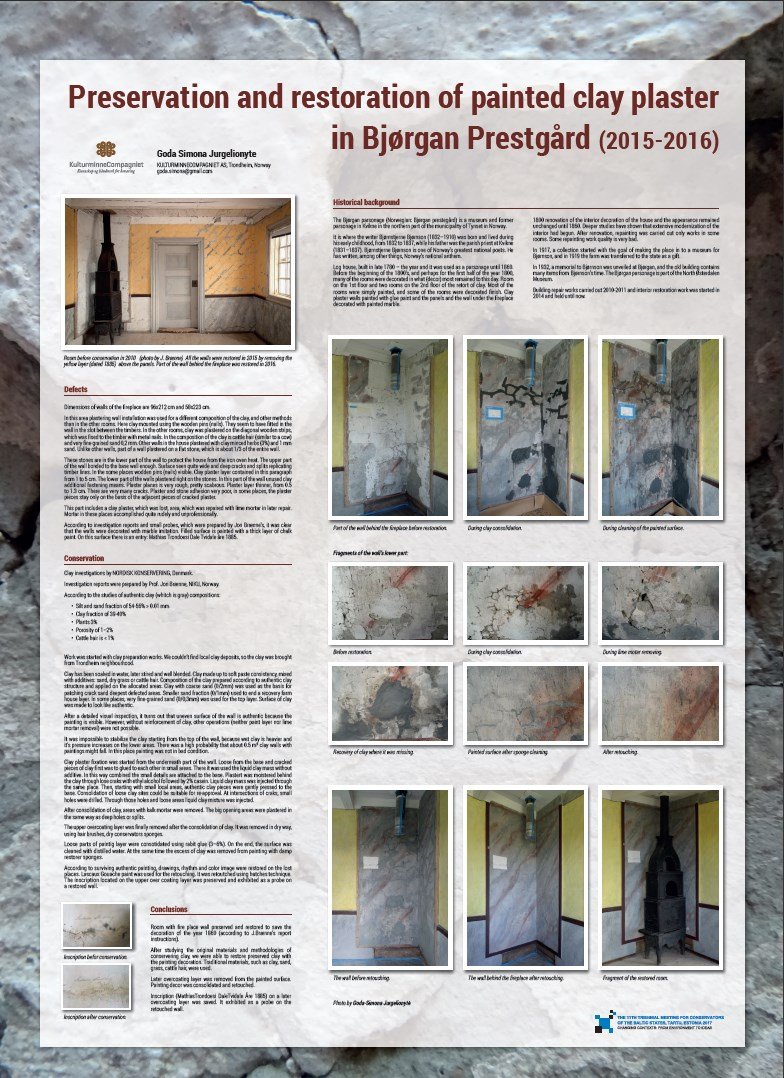 PRESERVATION AND RESTORATION OF PAINTED CLAY PLASTER IN BJØRGAN PRESTGÅRD (2015 - 2016)