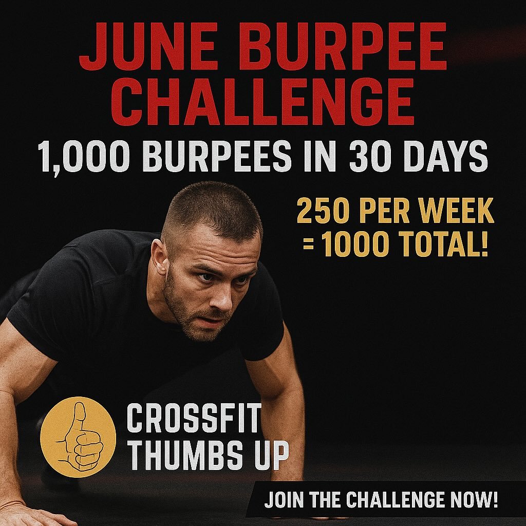 📢 JUNE BURPEE CHALLENGE 💪
🏋️&zwj;♀️ Ready to level up your fitness this summer?

Join us for our June Burpee Challenge:
🔥 1,000 Burpees in 30 Days
👉 That&rsquo;s just 250 burpees per week&mdash;you&rsquo;ve got this!

Track your progress, crush 