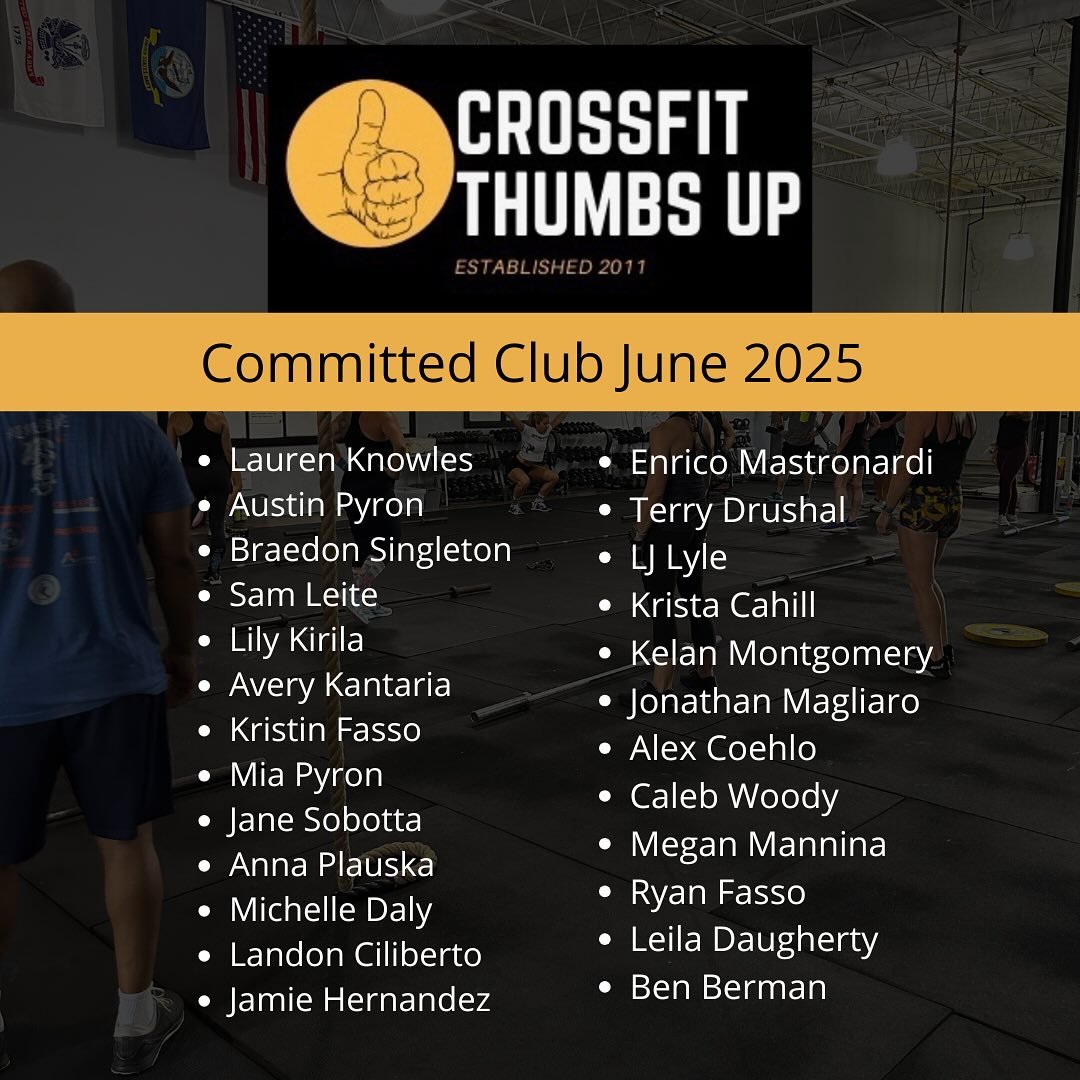 🔥 Big Cheers &amp; Bright Beginnings at CrossFit Thumbs Up! 💪

🎯 Committed Club shoutout to our rockstars who crushed 10+ classes this month &mdash; consistency is the secret sauce and y&rsquo;all are bringing it! 👏

🎉 Happy Birthday to our July