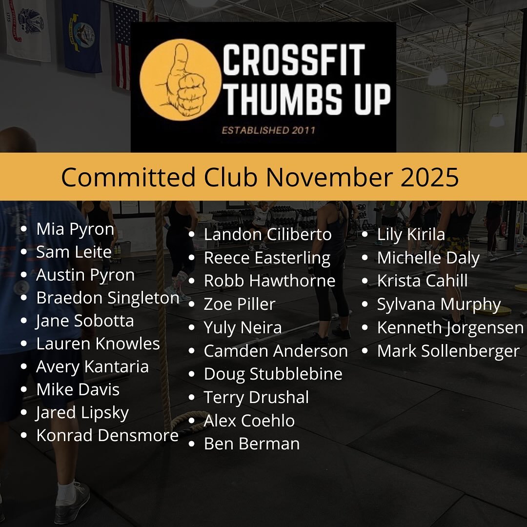 🎉 December at CrossFit Thumbs Up is stacked!
💪 Huge shoutout to our Committed Club for finishing the year strong.
🎂 Celebrating all our December birthdays&mdash;another year stronger!
👋 And a warm welcome to our new members joining the family.
Le