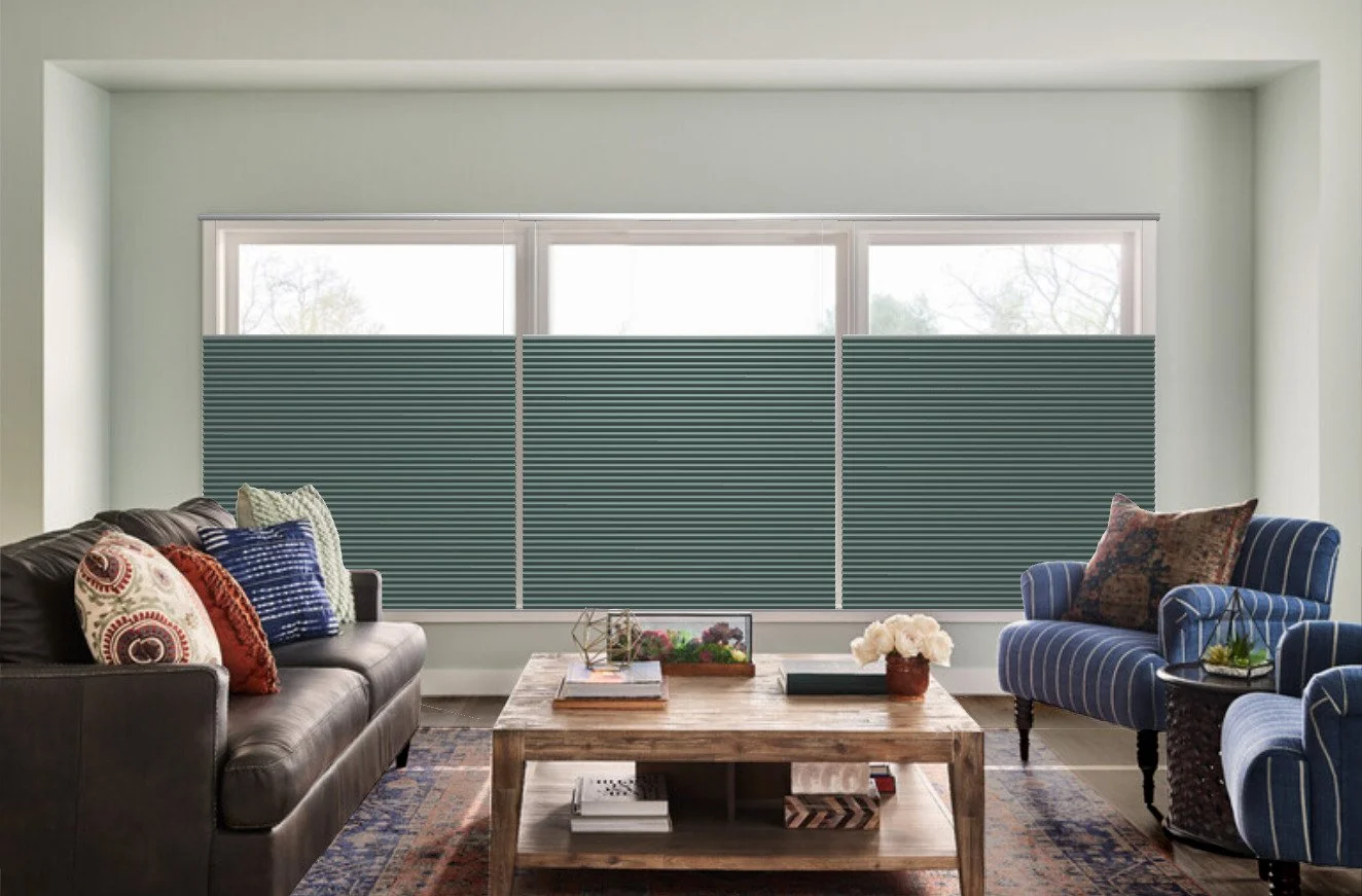 HONEYCOMB/CELLULAR SHADES

A popular choice for many. What a great insulating, room-darkening, versatile operating shade this is! Mostly sold with a cordless operating system, and let’s not forget the top-down option also. Tons of colors, patterns an