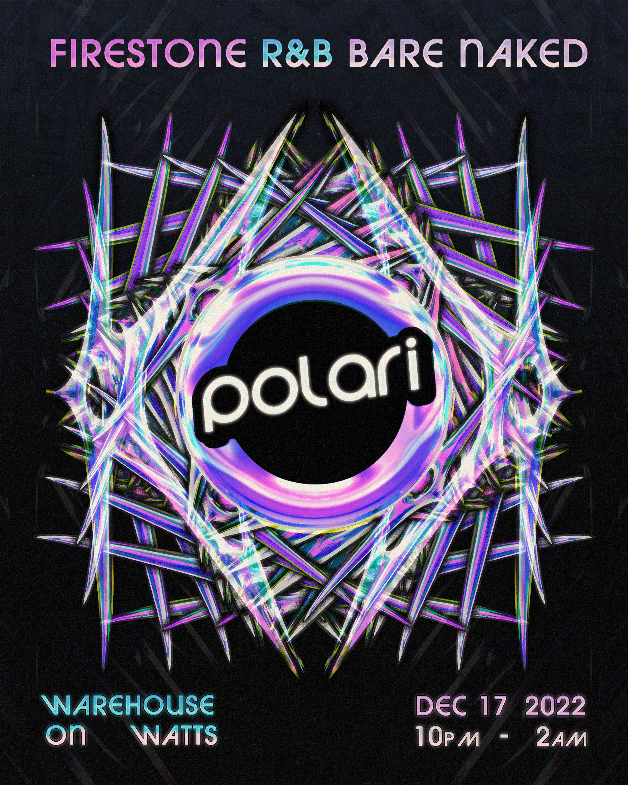Event poster for queer Philadelphia party Polari by Schrock Candy from December 2022