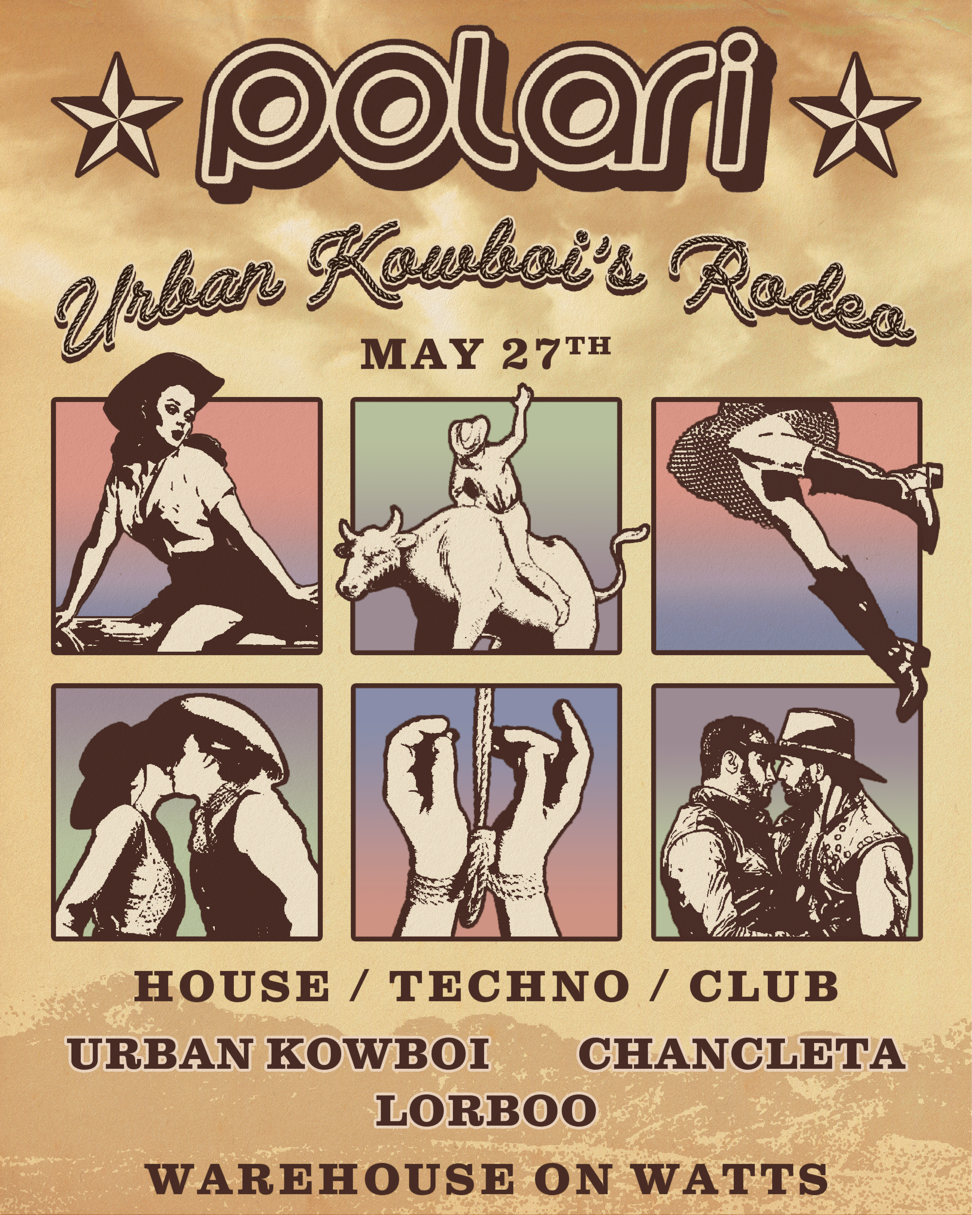 Event poster for queer Philadelphia party Polari by Schrock Candy from May 2024