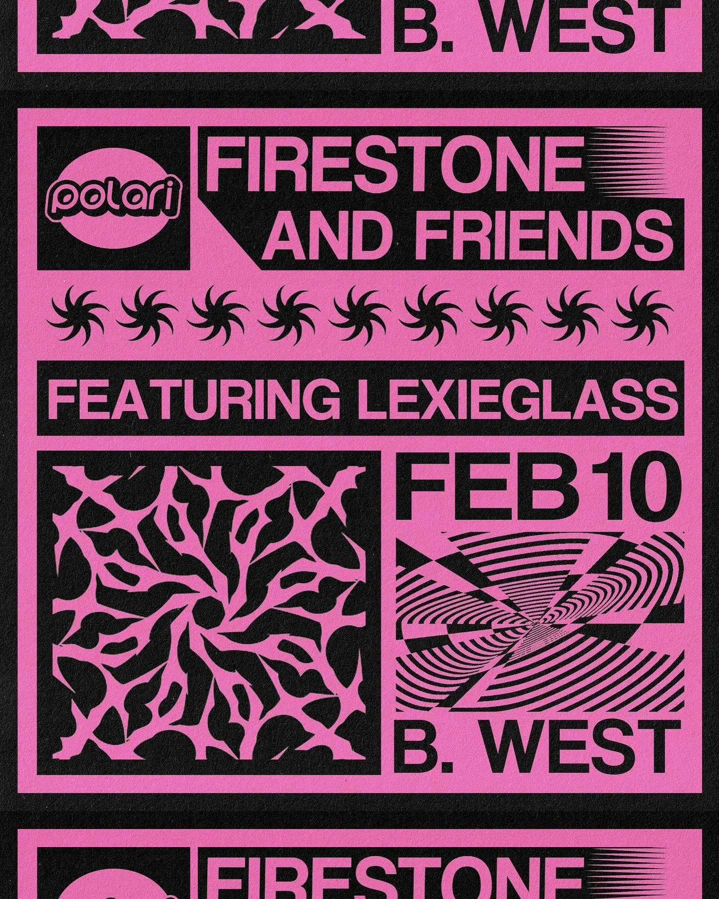 Event poster for Philadelphia DJ Firestone's party by Schrock Candy from February 2024