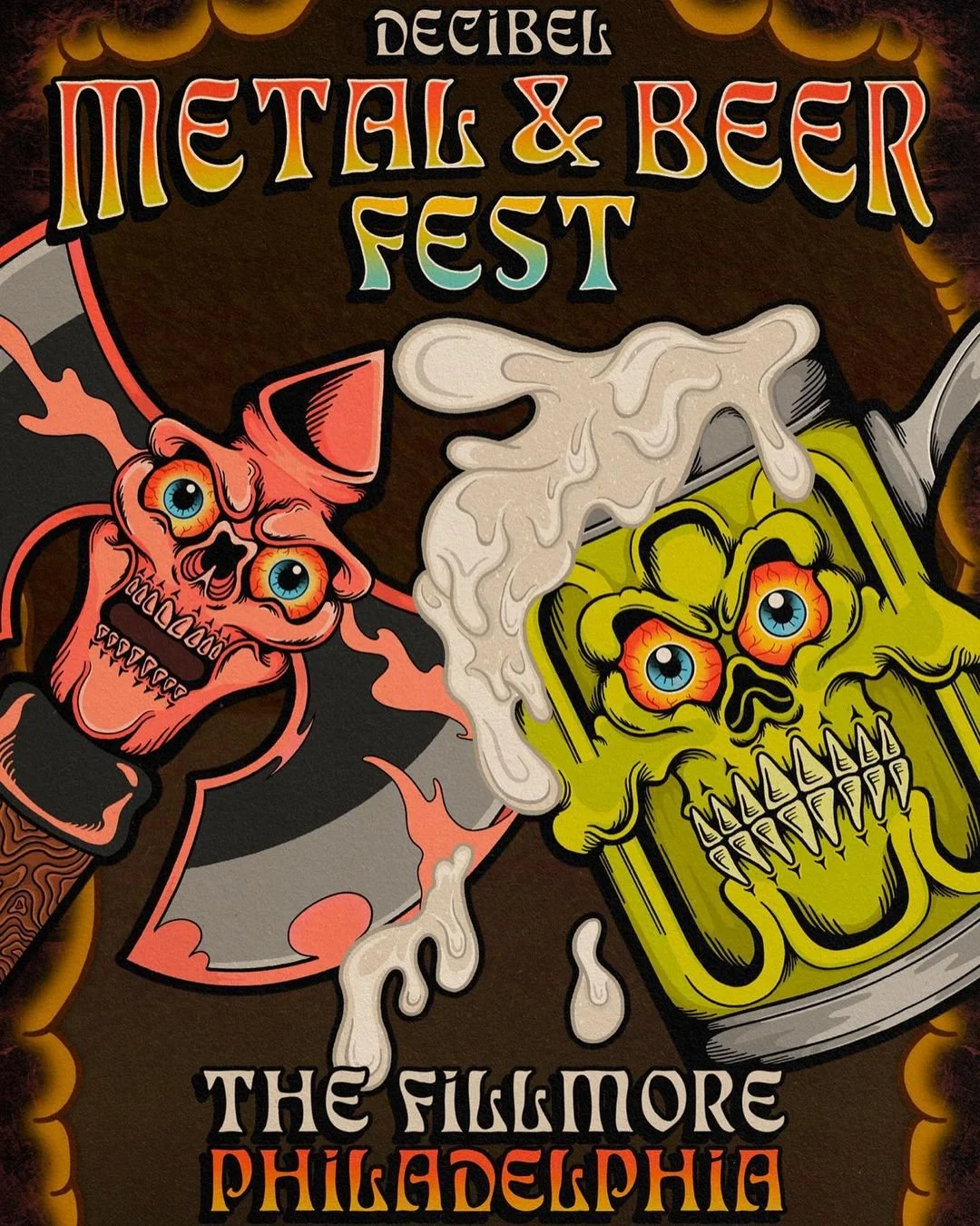 Concert poster for Decibel Metal & Beer Festival in Philadelphia by Schrock Candy 
