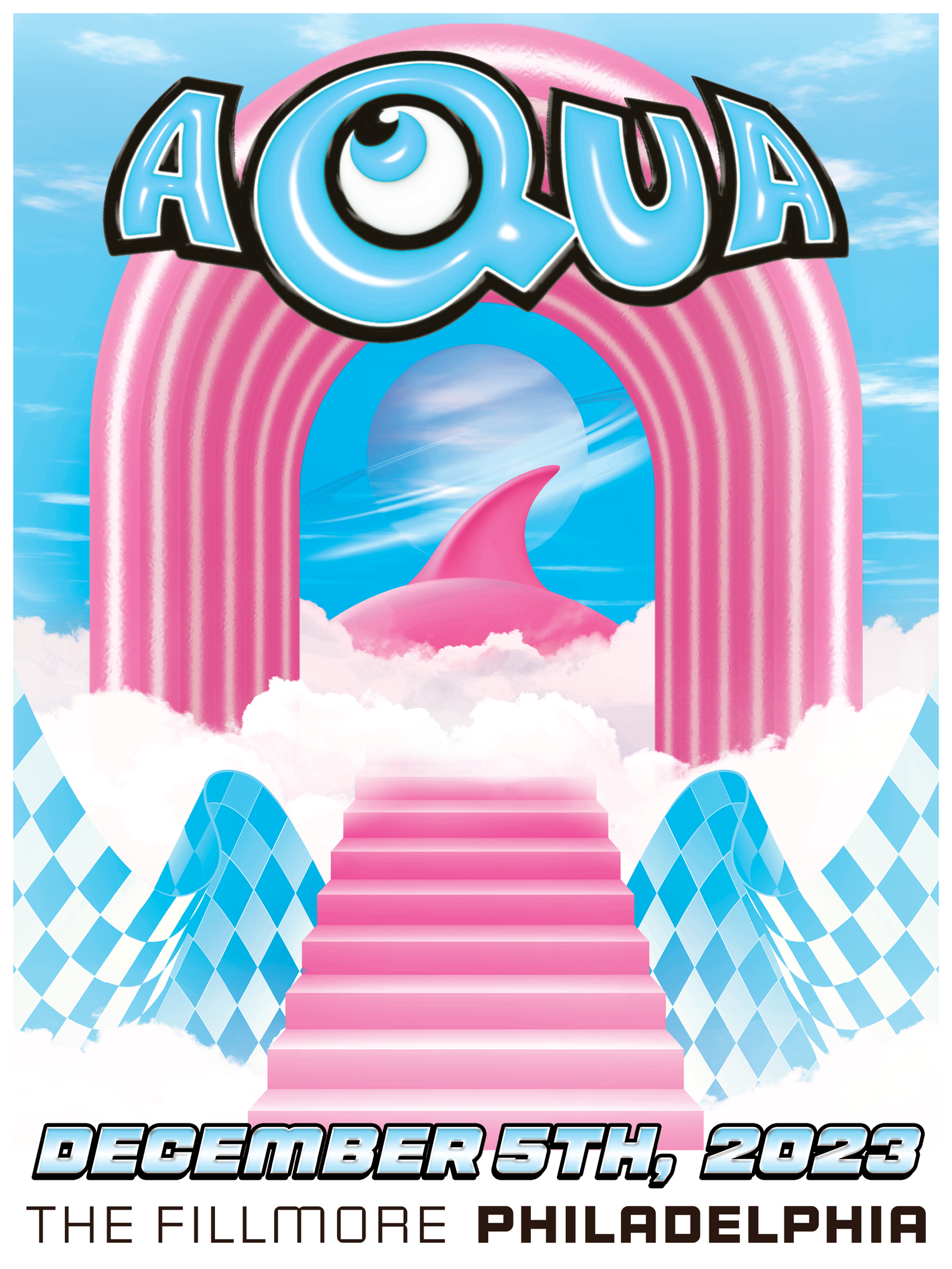 Concert poster for the band Aqua's Philadelphia show by Schrock Candy