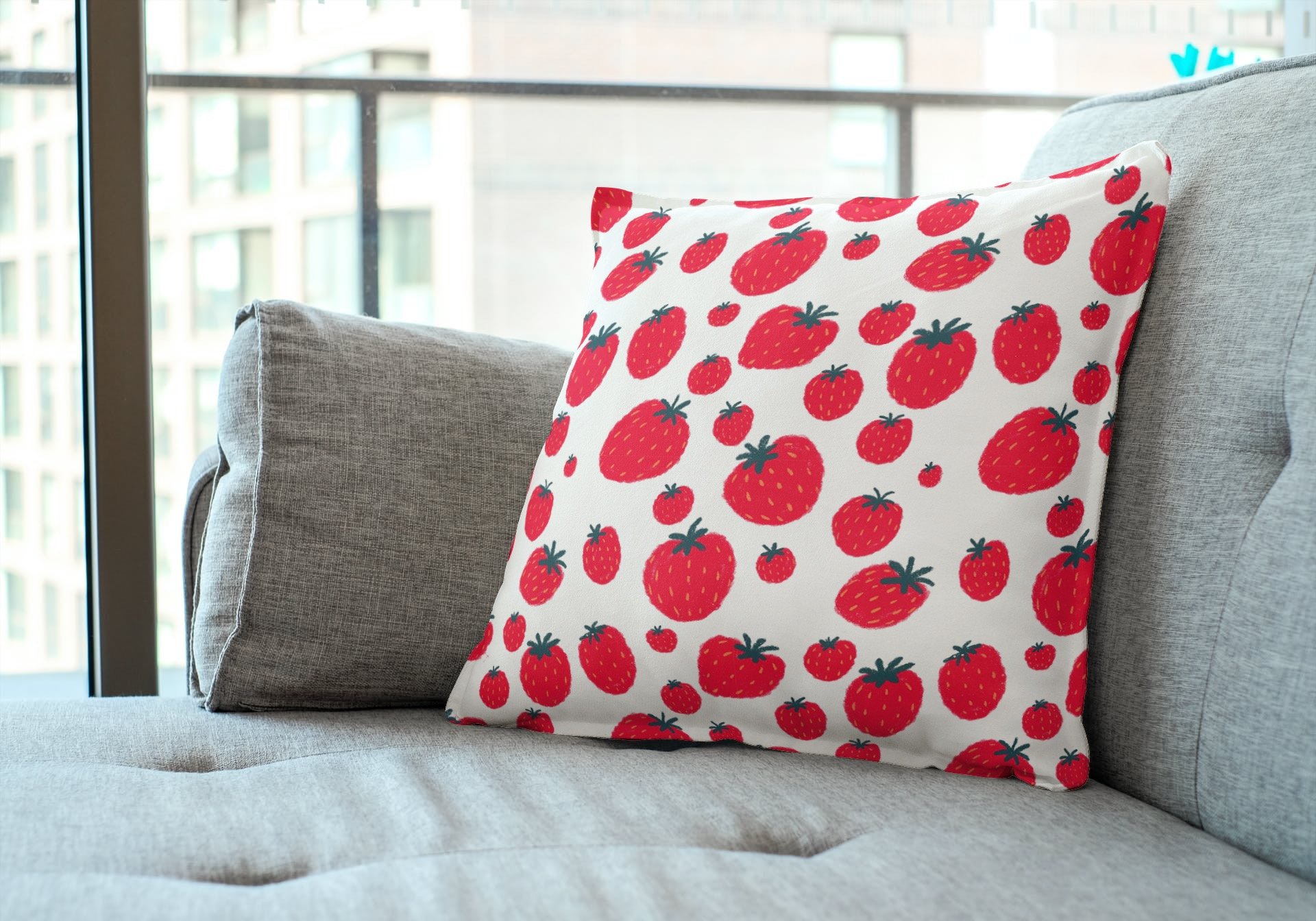 strawberry pillow mockup