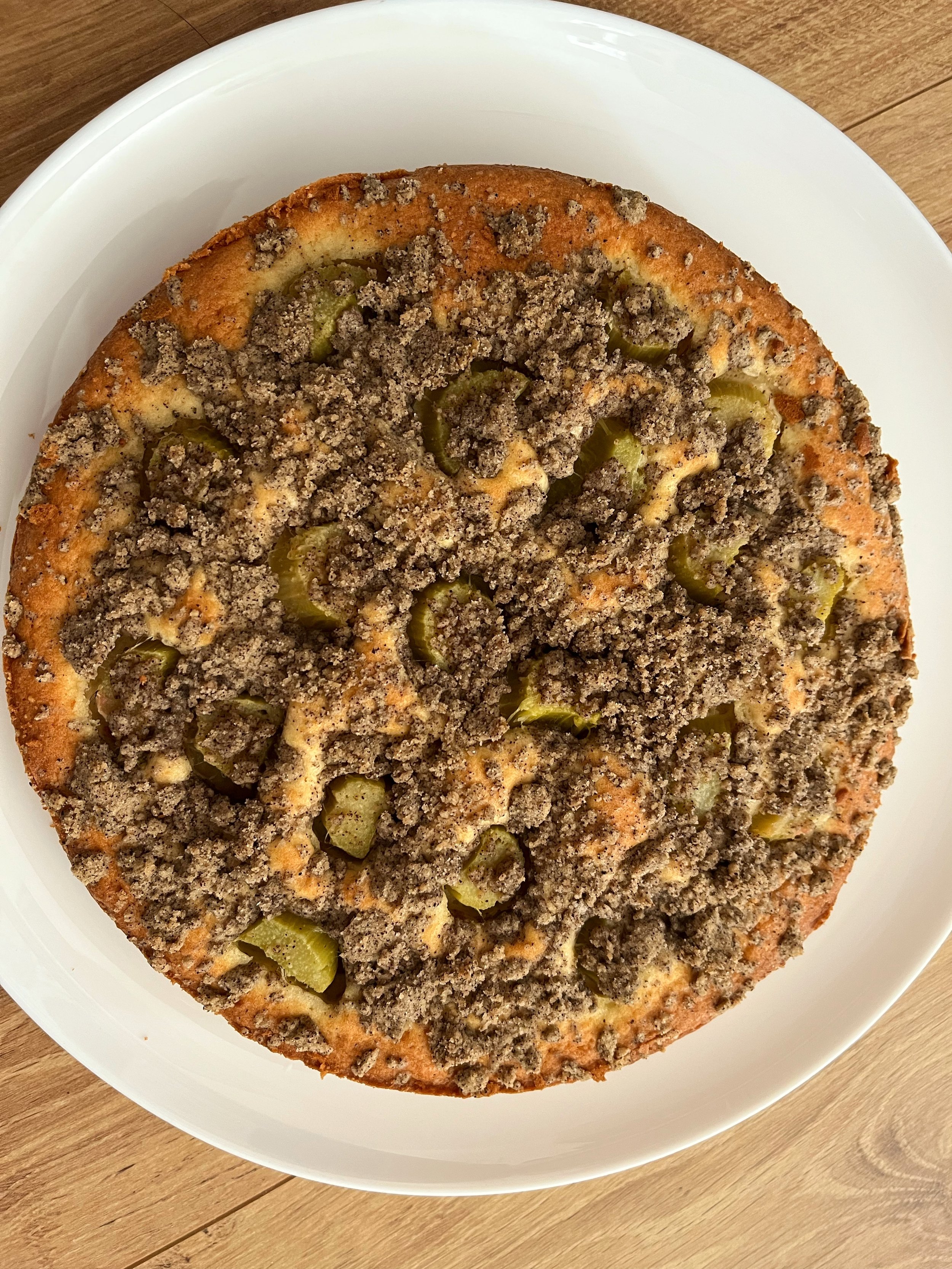 Rhubarb Cake With Coffee Crumble and Lime