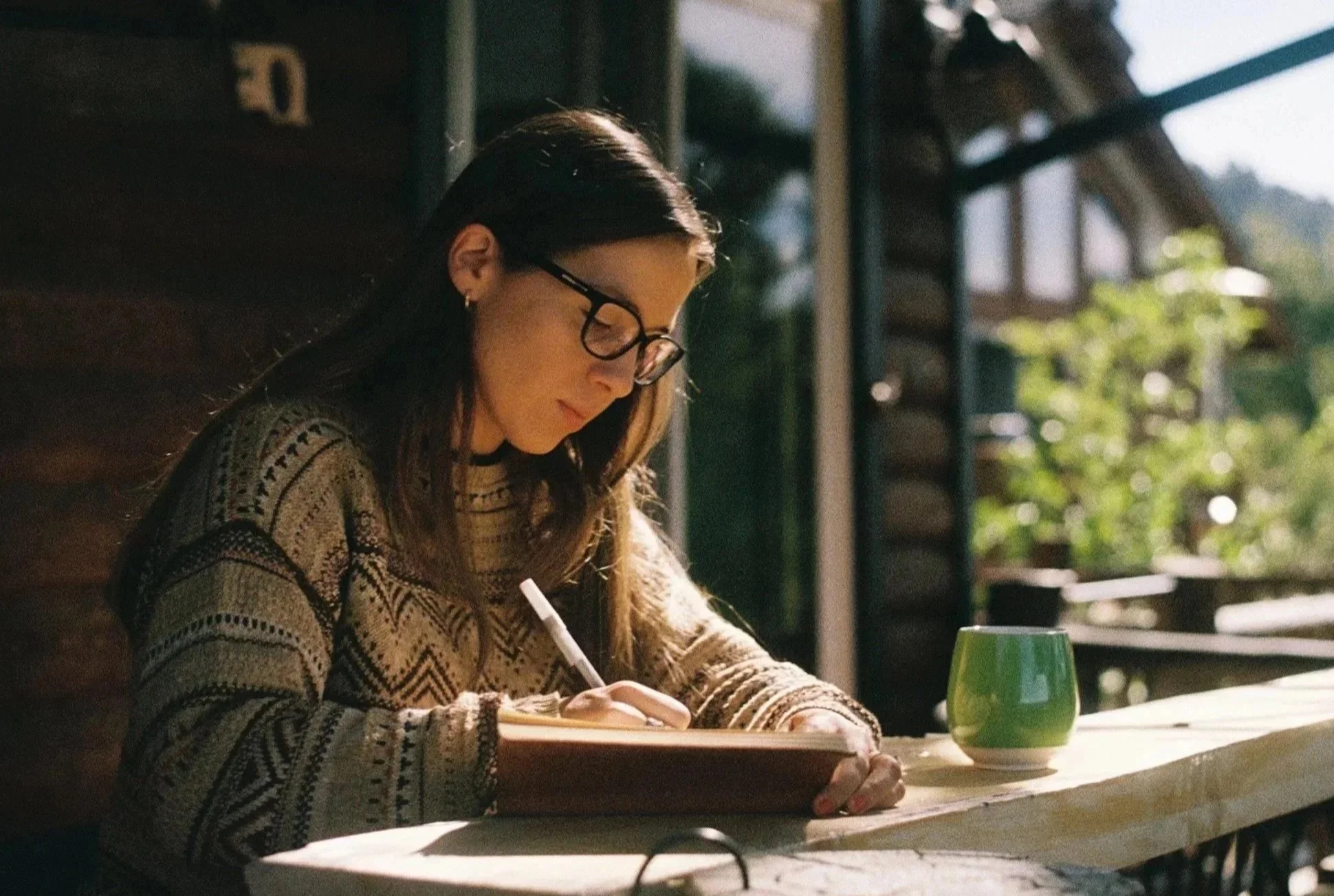 writer with coffee
