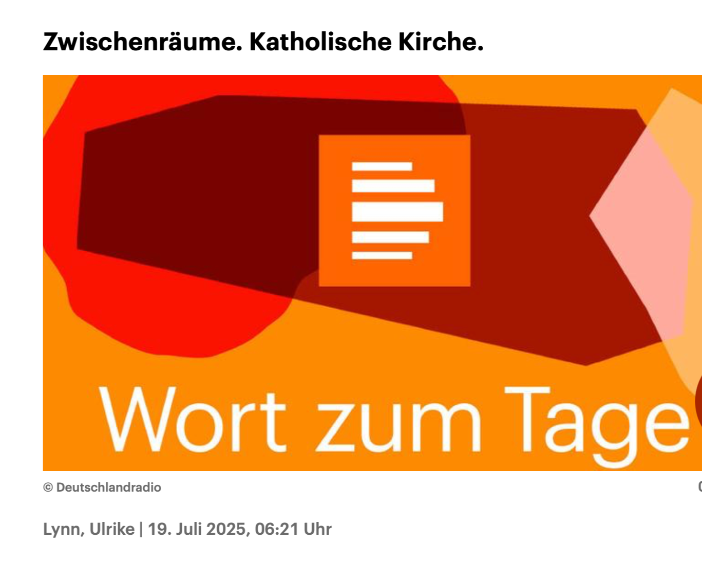 Deutschlandfunk Kultur – Wort zum Tage