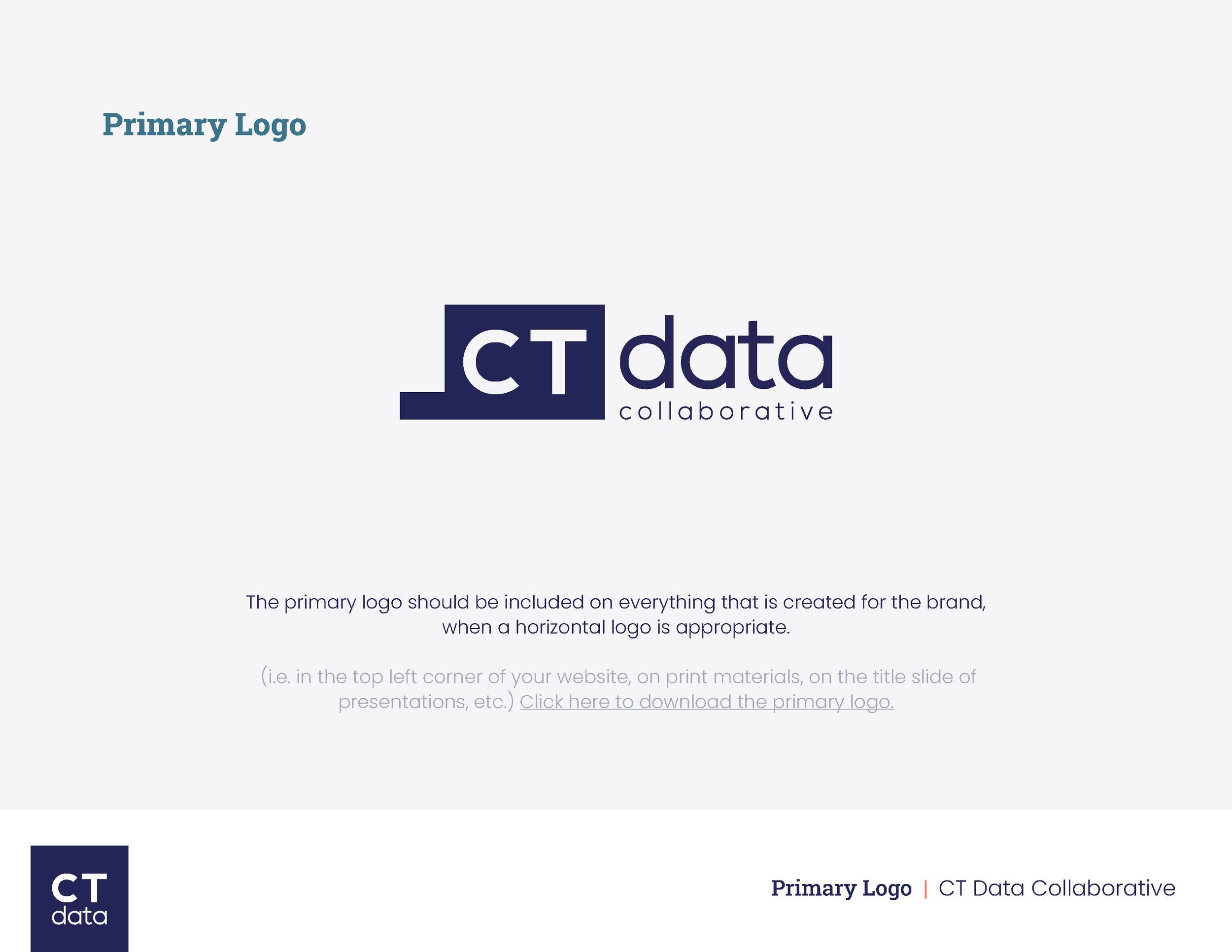 CT Data Collaborative Brand Guidelines Primary Logo by Hunter Design Studio