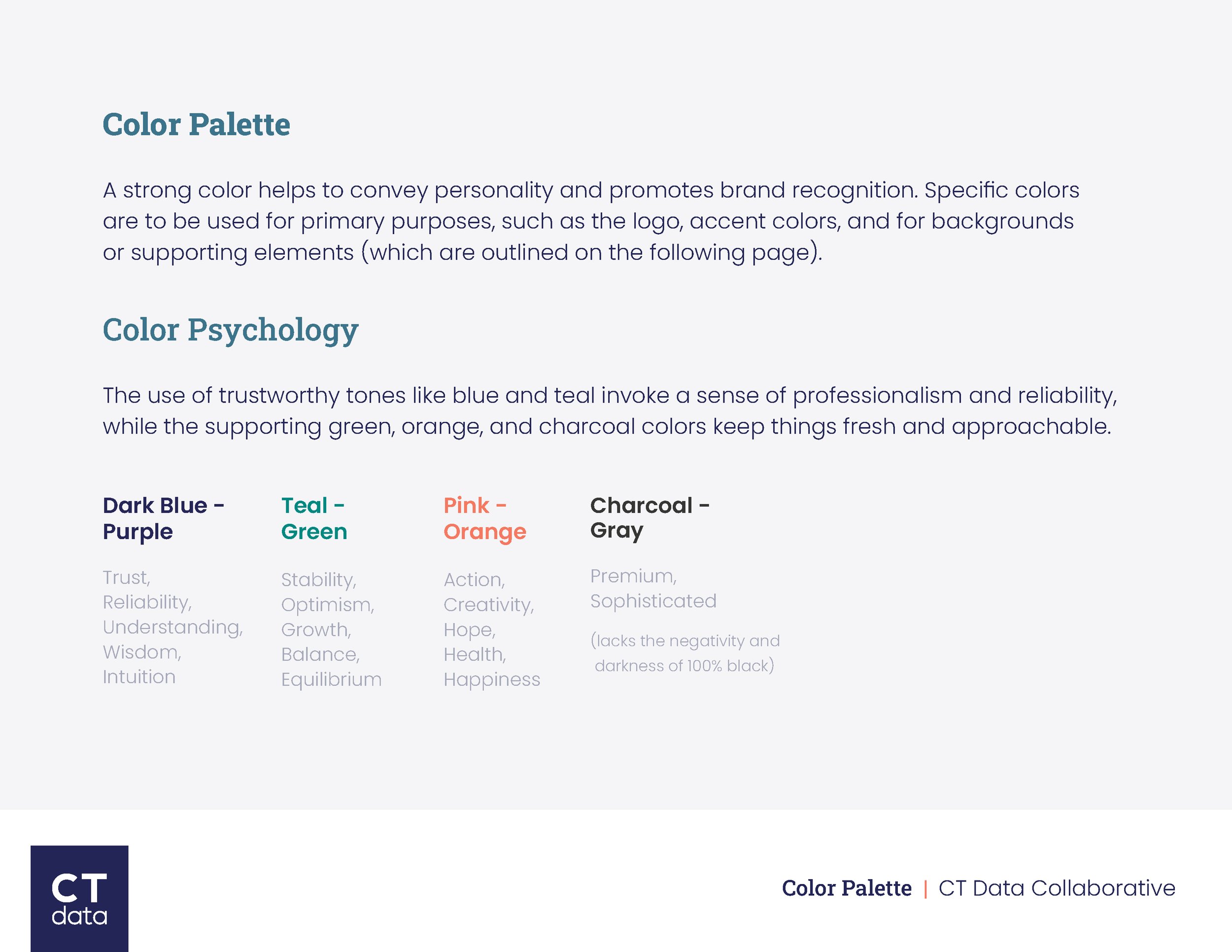 CT Data Collaborative Brand Guidelines Color Palette by Hunter Design Studio
