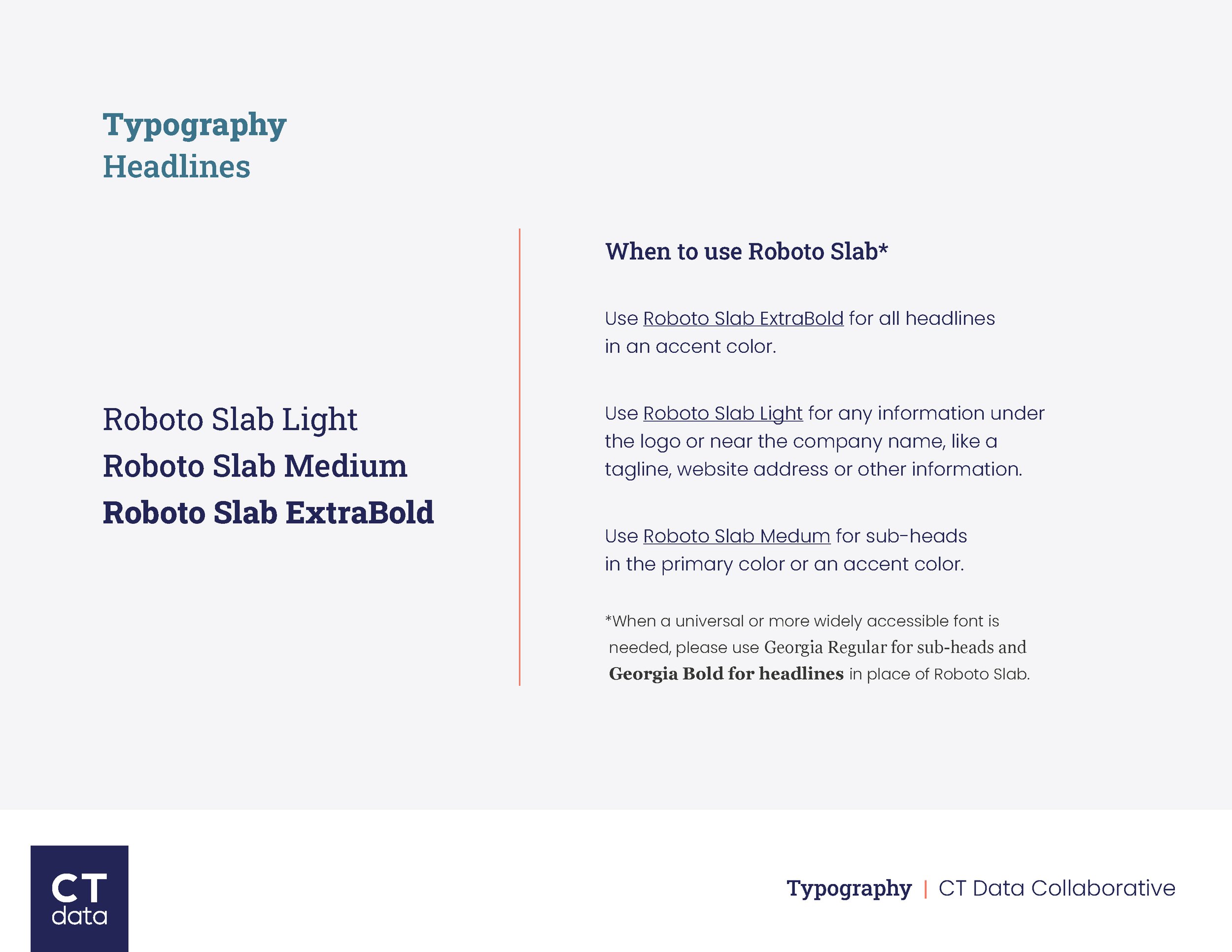 CT Data Collaborative Brand Guidelines Typography by Hunter Design Studio
