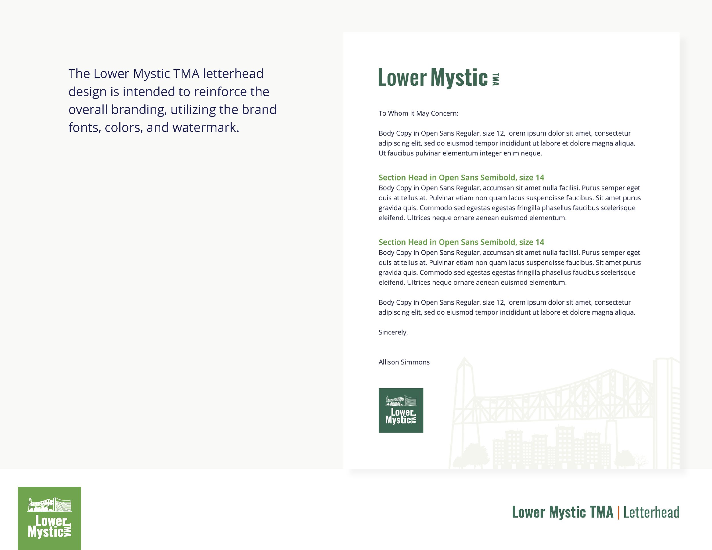 Lower Mystic TMA Branded Letterhead Template Design by Hunter Design Studio