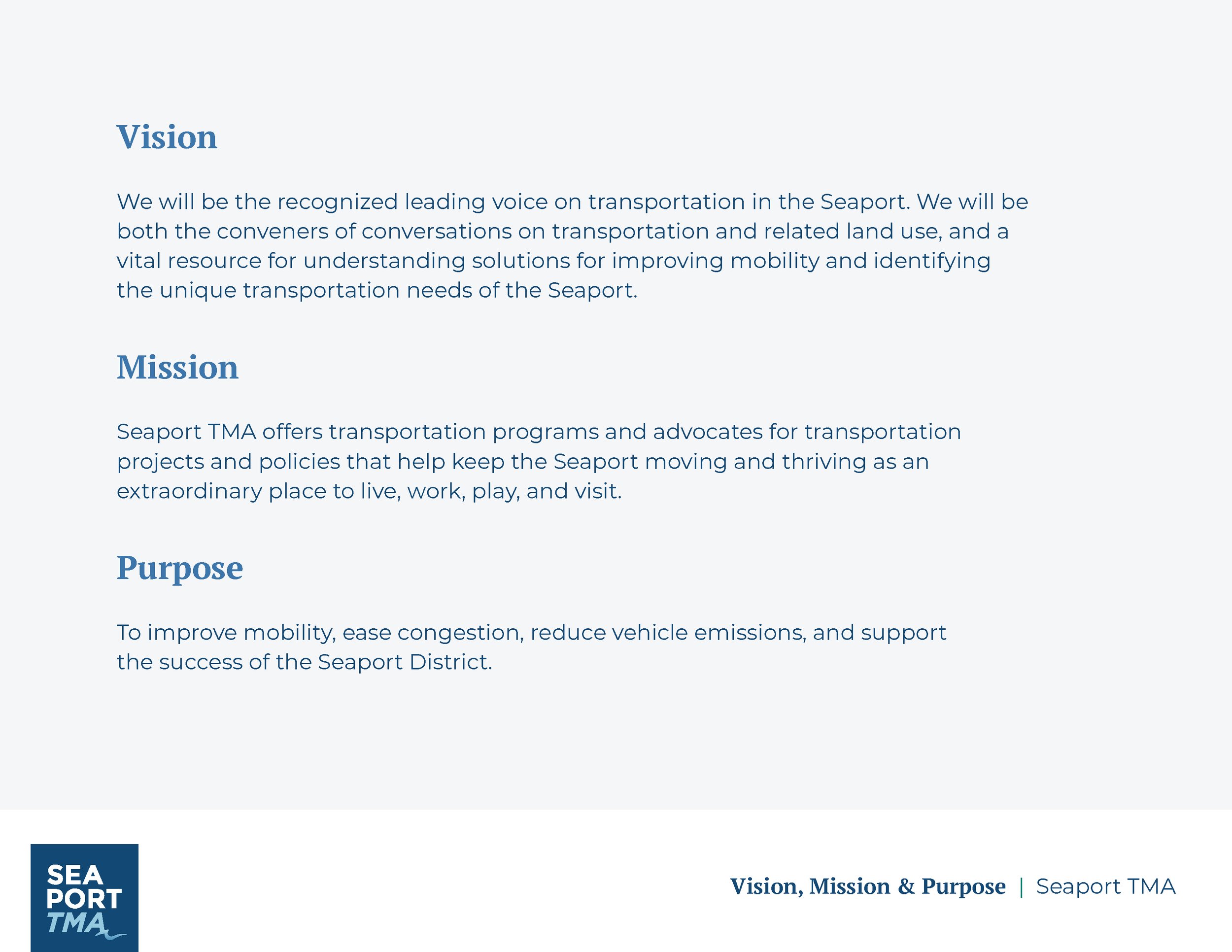 Seaport Transportation Management Mission