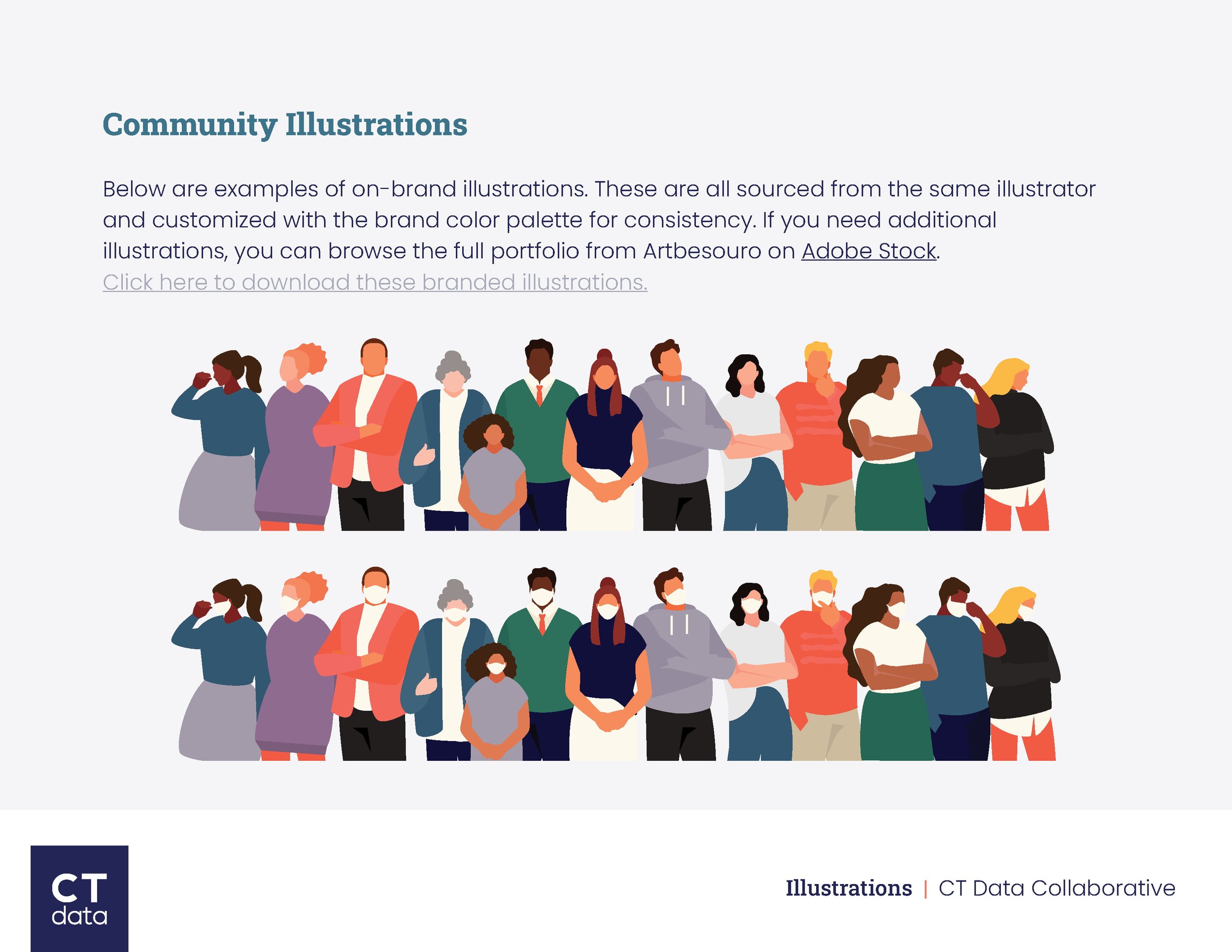 CT Data Collaborative Brand Guidelines Community Illustrations by Hunter Design Studio