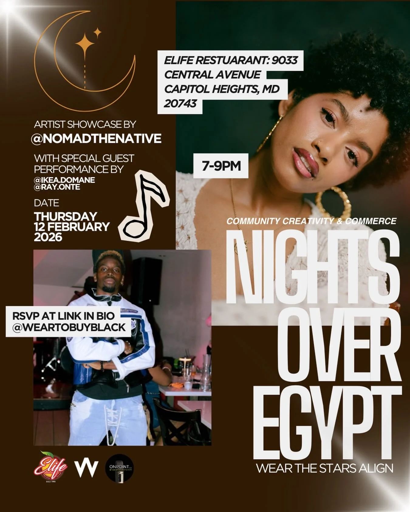 Nights Over Egypt is happening to this Thursday, 2/12 from 7-9 PM - showering up to set a pre-Valentine&rsquo;s Day vibe
Come enjoy good art, conversation, &amp; community,

** The artist showcase curated by me will be featuring @ikea.damone and @ray
