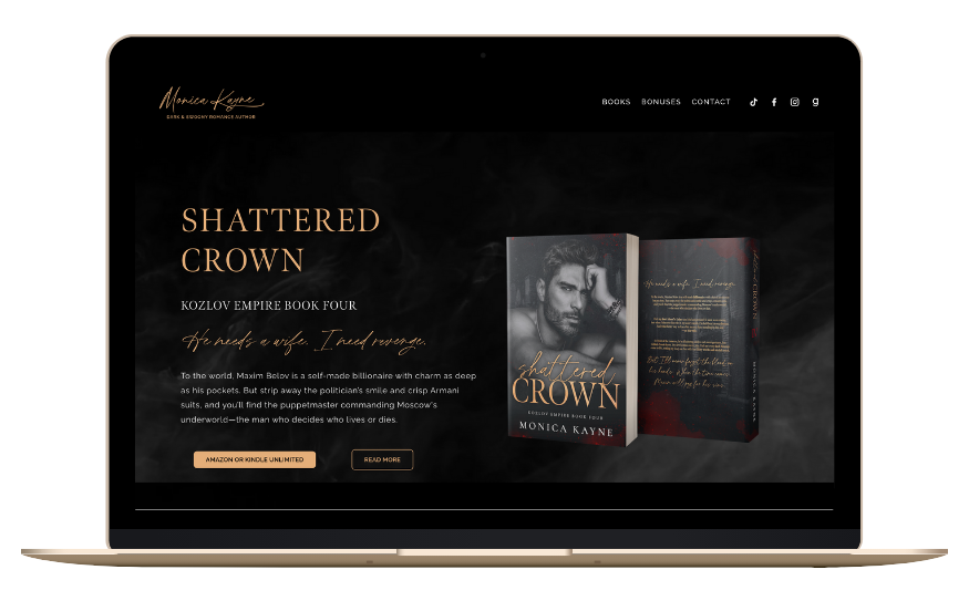 Monica Kayne dark romance author website design by Meet Cute Design