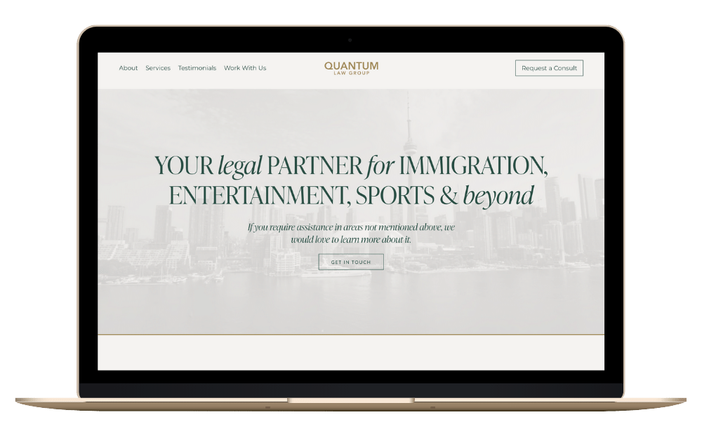 Mockup of lawyer web design client Quantum Law Group's homepage.png