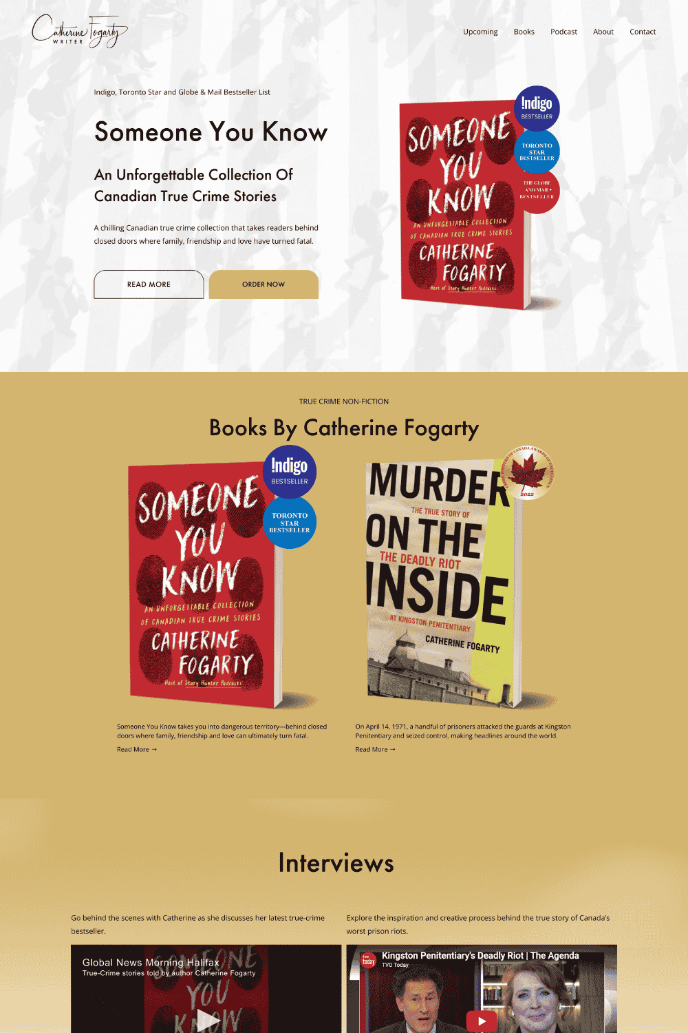 Screengrab of author website template restyle for true crime author.