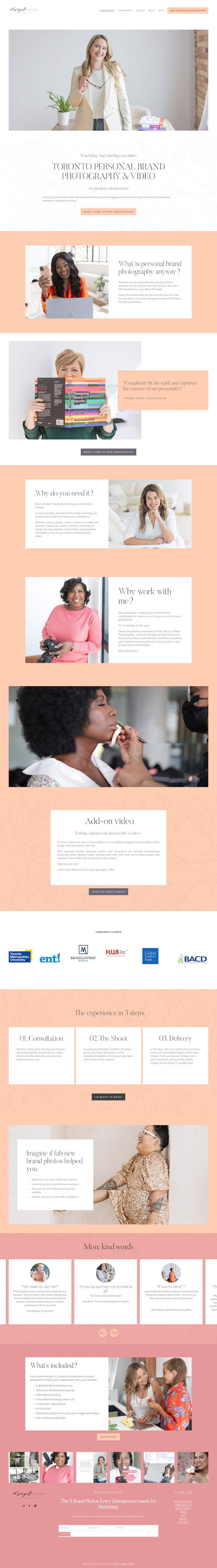 Screenshot of photographer website design.