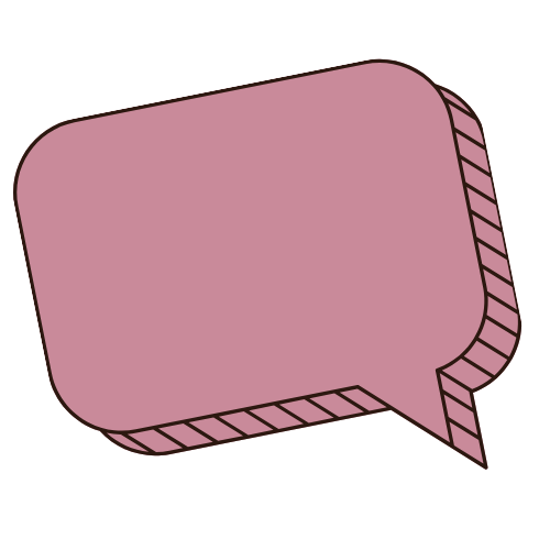 Pink cartoon speech bubble icon