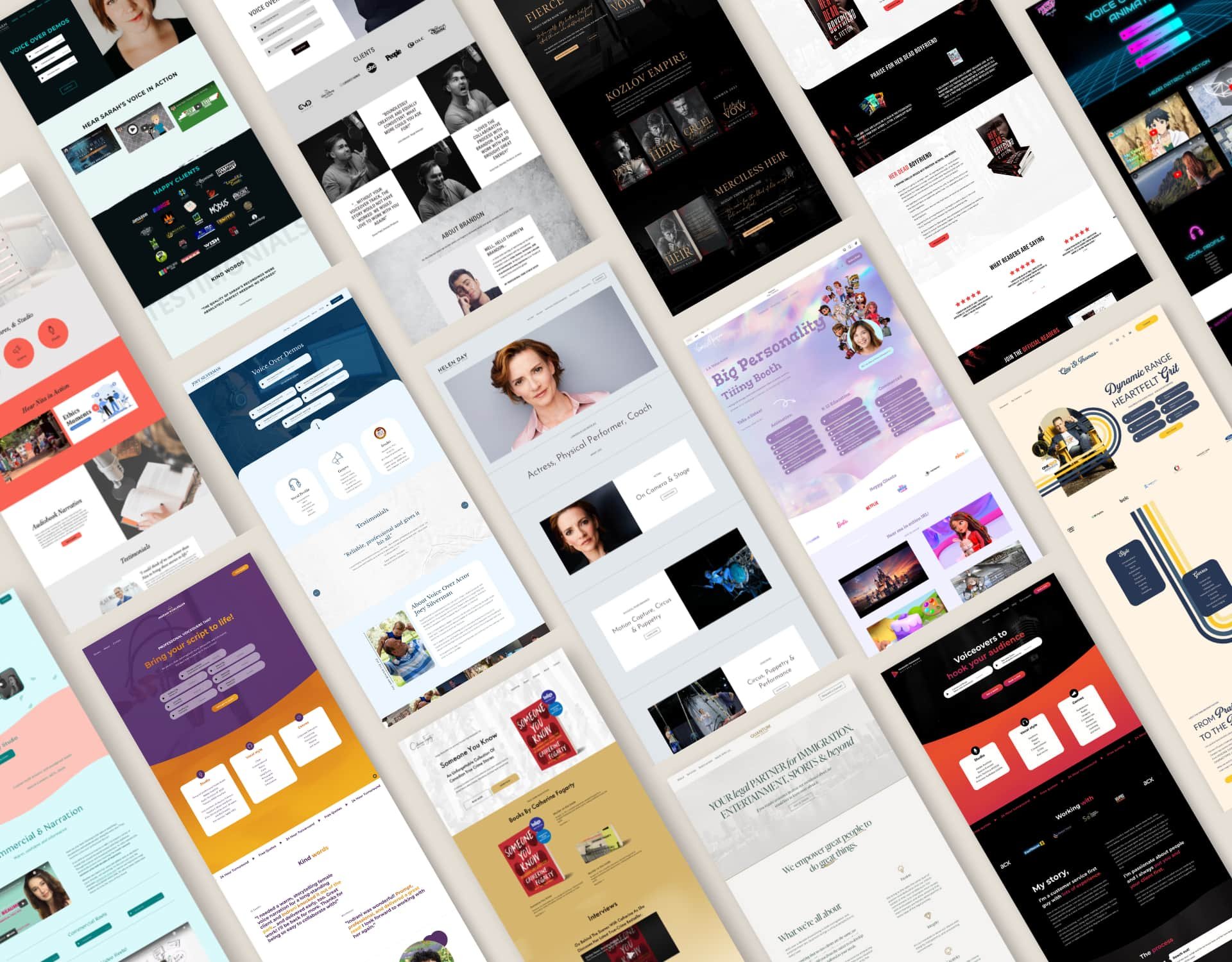 Collage of websites for artists