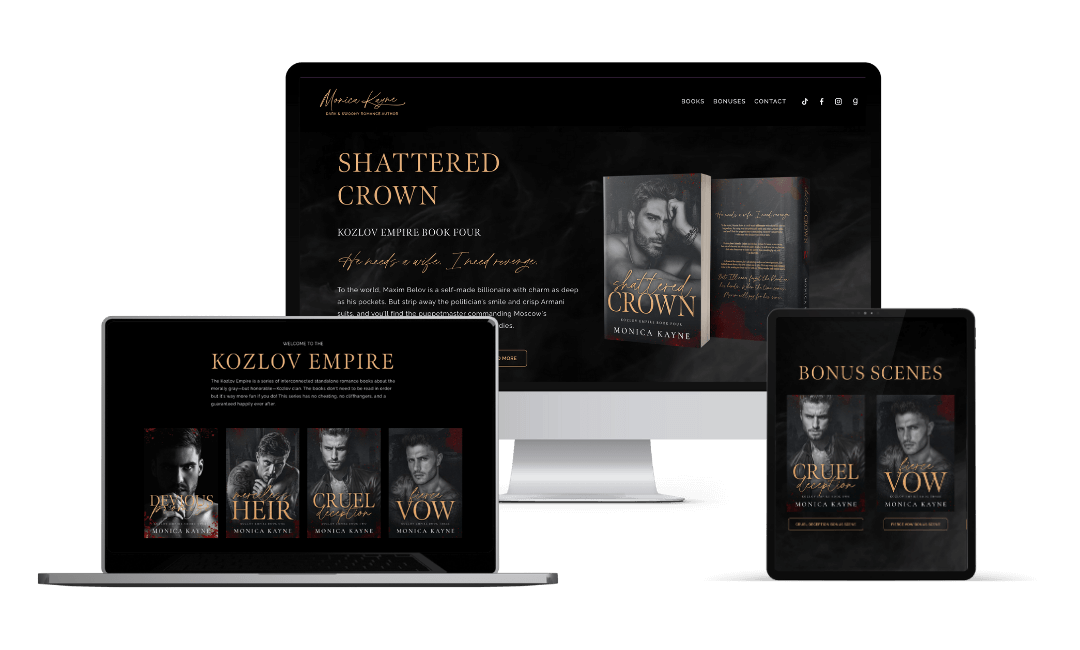 Mockups of author website design for Monica Kayne.png