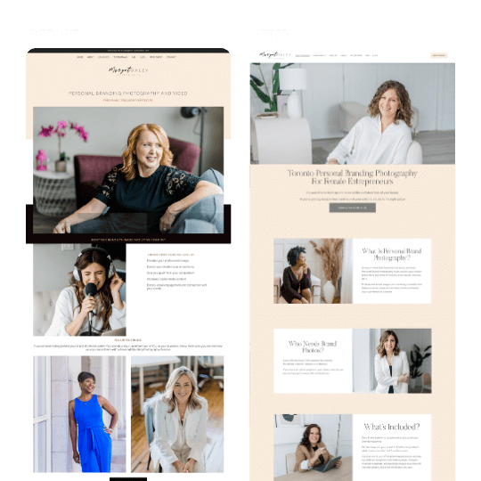 Before and after screenshot of photographer website