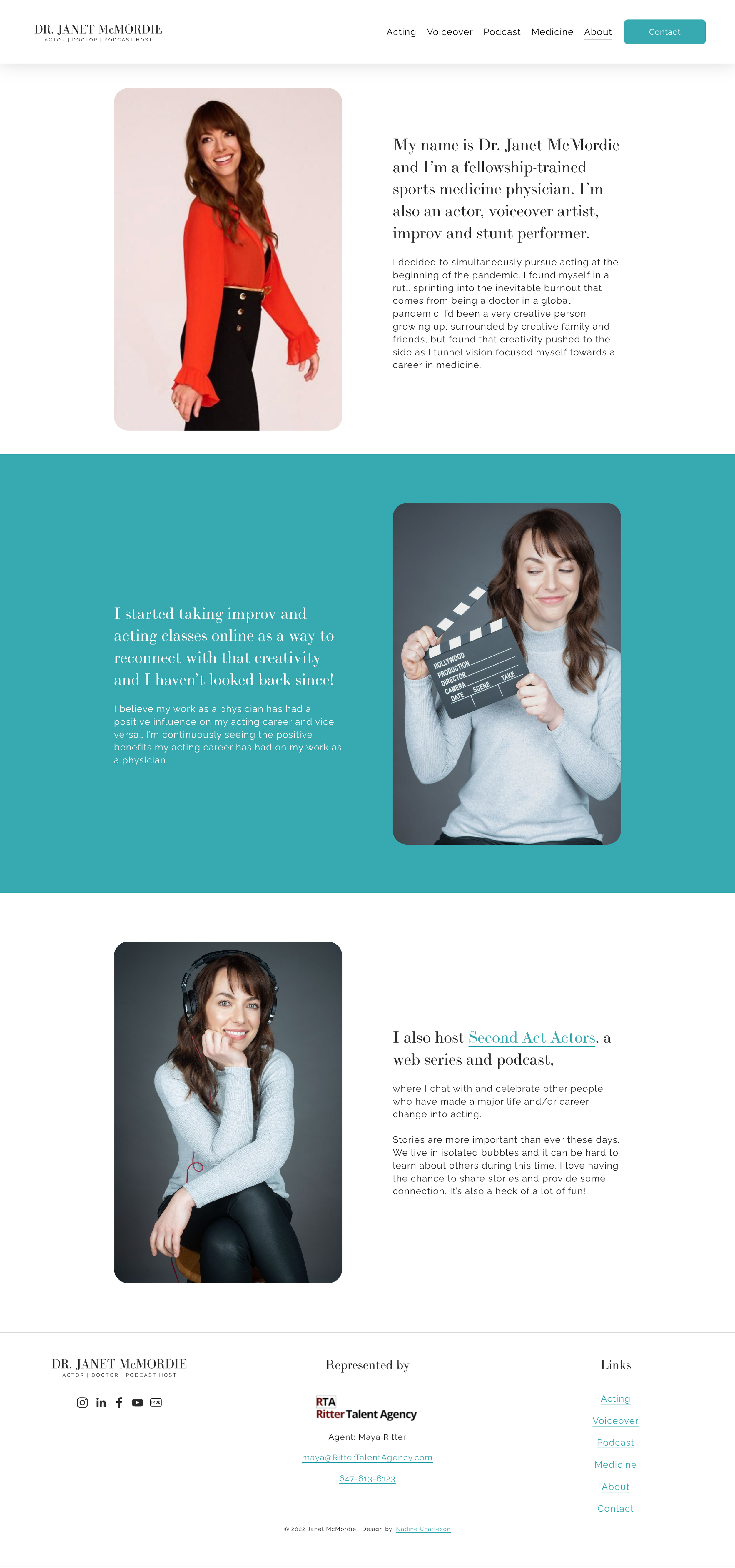 Screenshot of actor about page