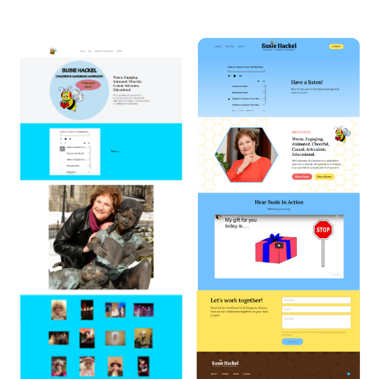 Before and after screenshot of voiceover actor website